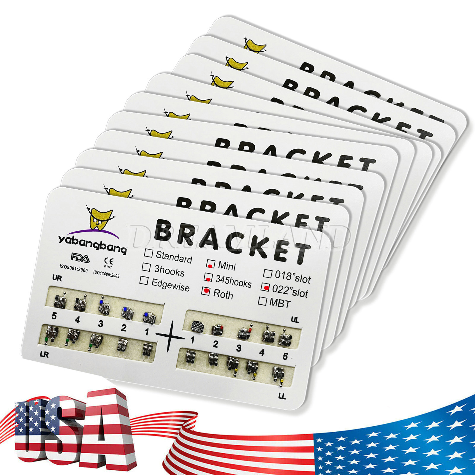 10 Kits Dental Orthodontic Brackets Braces Mini Roth Slot.022 3-4-5 Hook FDA CE