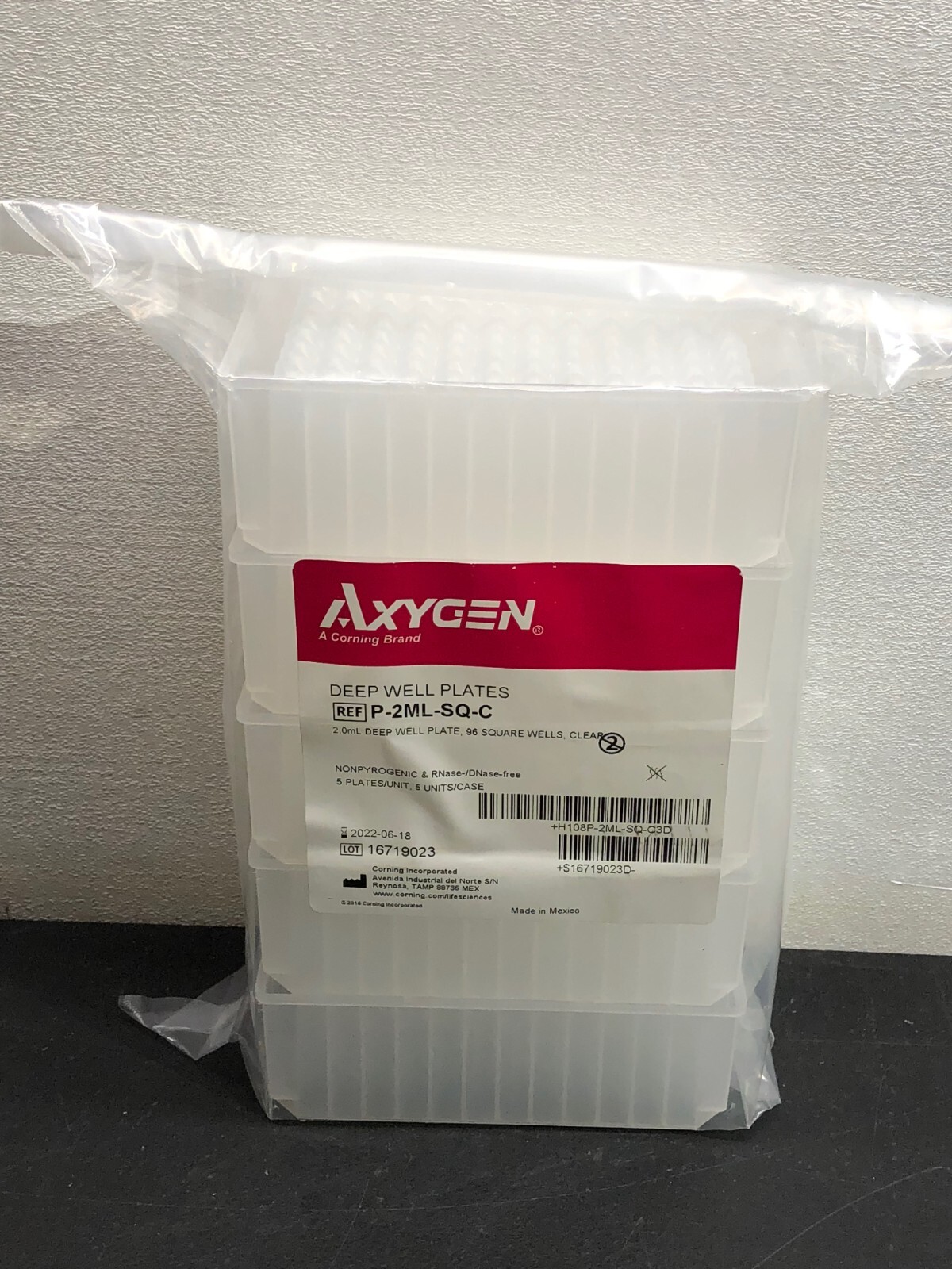 Corning Axygen Deep Well Plates 2.0mL 96 Well P-2ML-SQ-C 5 Plates/Unit
