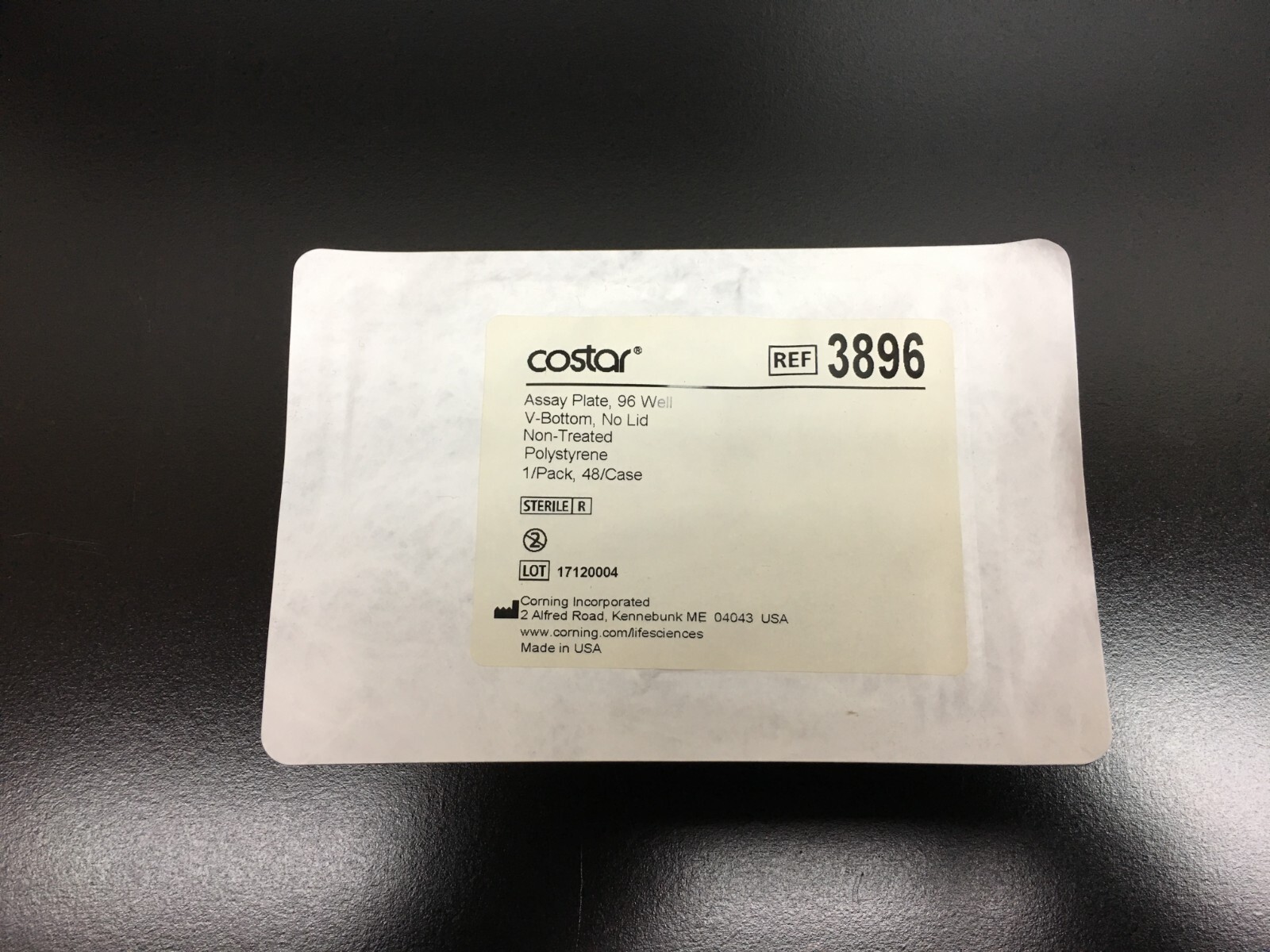 Corning Cat No 3896 Costar Assay Plate 96 Well V-Bottom No Lid