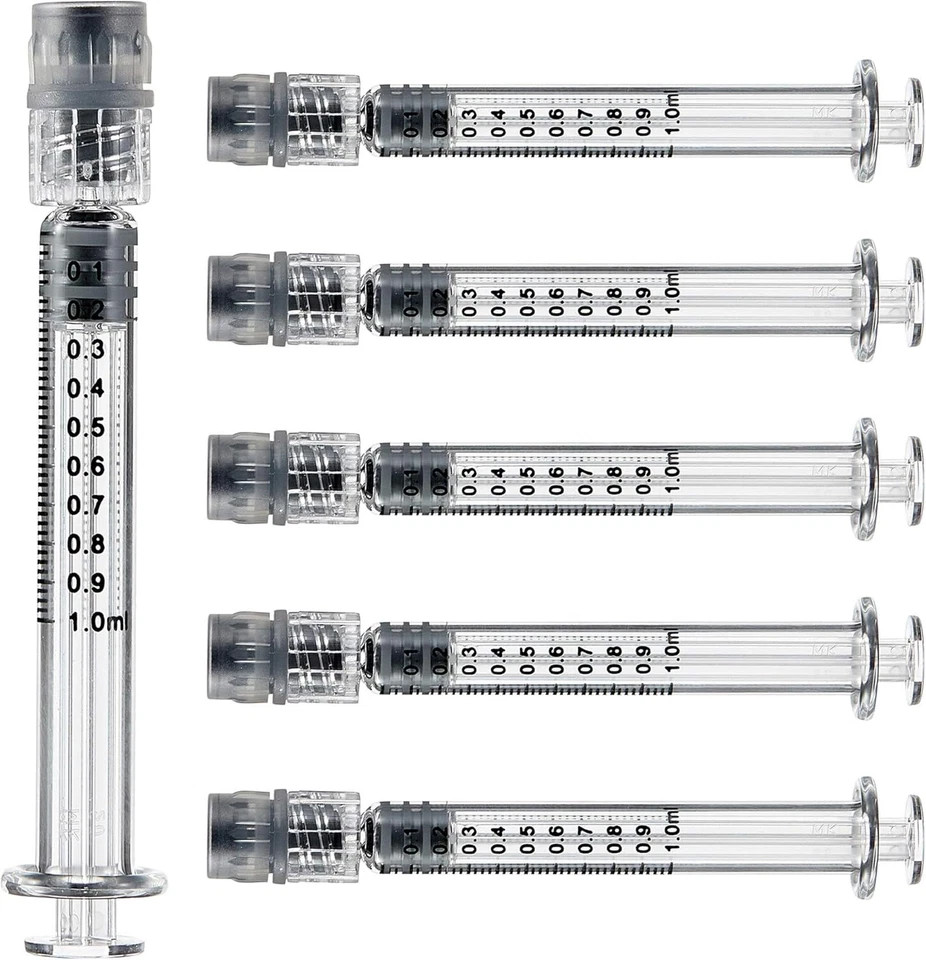 10/20Pcs 1ml Borosilicate Glass Syringes with Luer Lock For Refill Cosmetic Oil