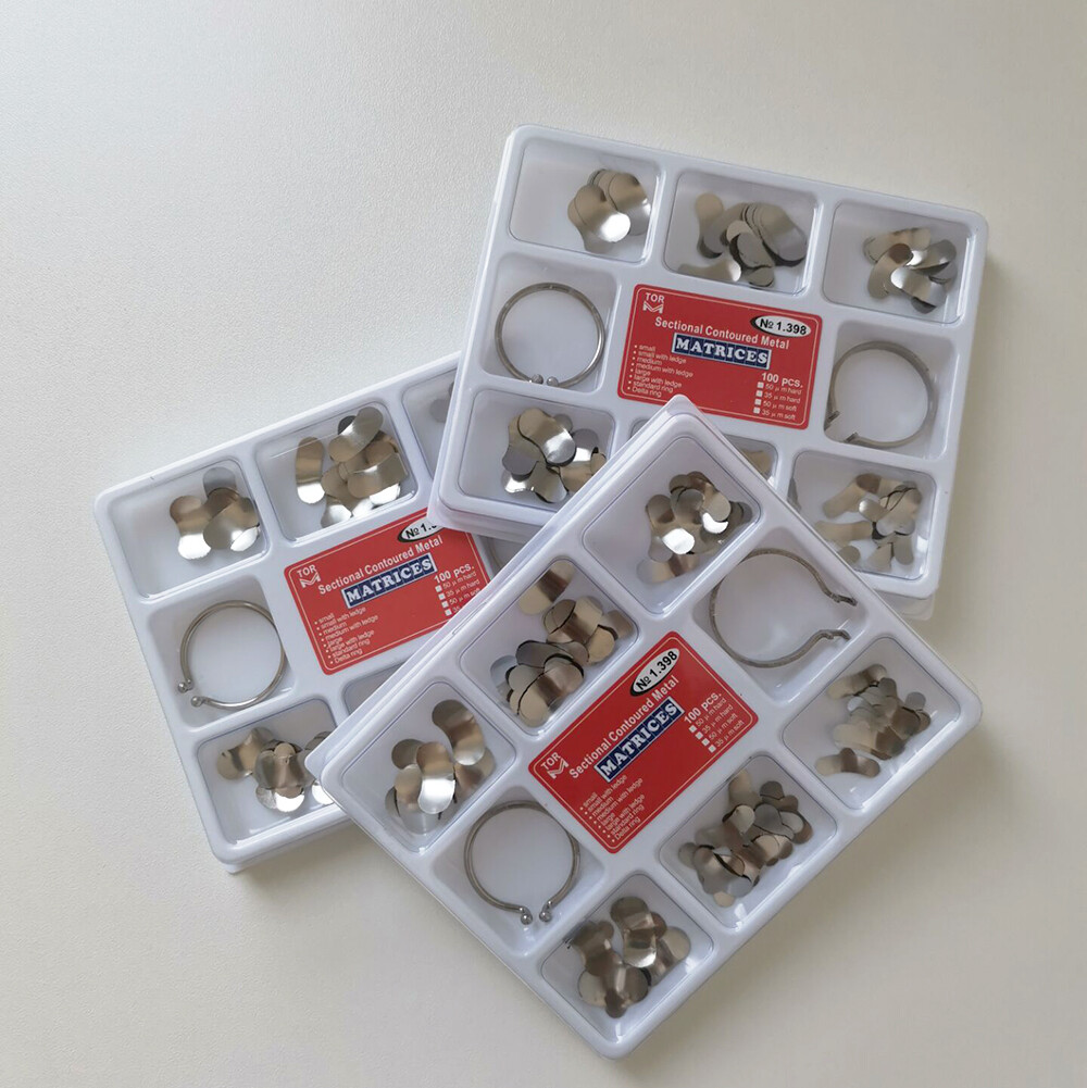TOR VM 3 Sets Dental Matrix Bands Sectional Contoured Matrices Wedges NO 1.398