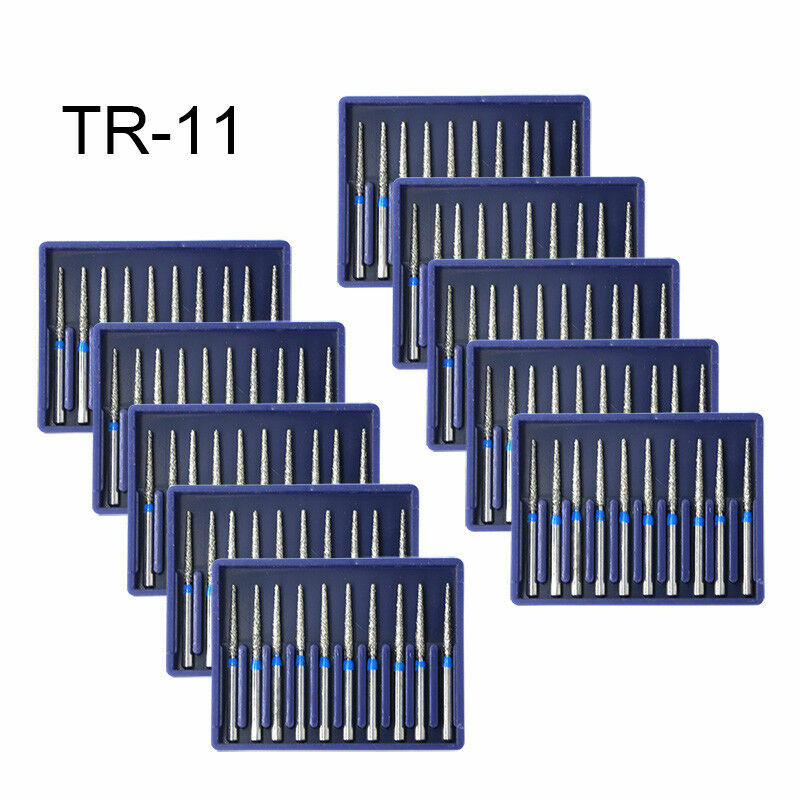 50PCS Dental Diamond Burs TR-11 Medium FG 1.6mm for High Speed Handpiec