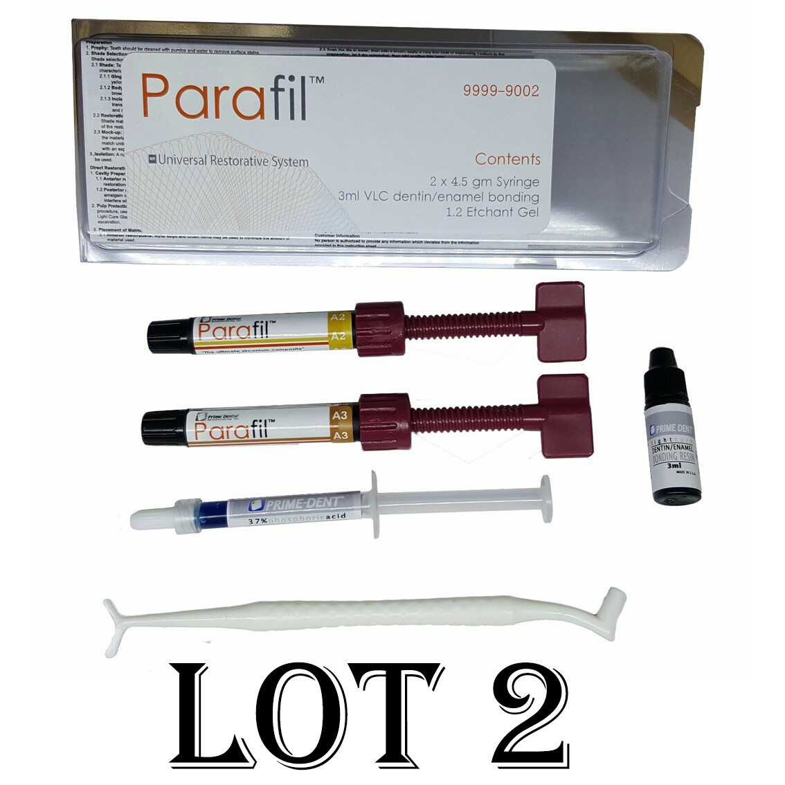 LOTx2 Dental Parafil Zirconium composite universal restorative kit 2 Syringes
