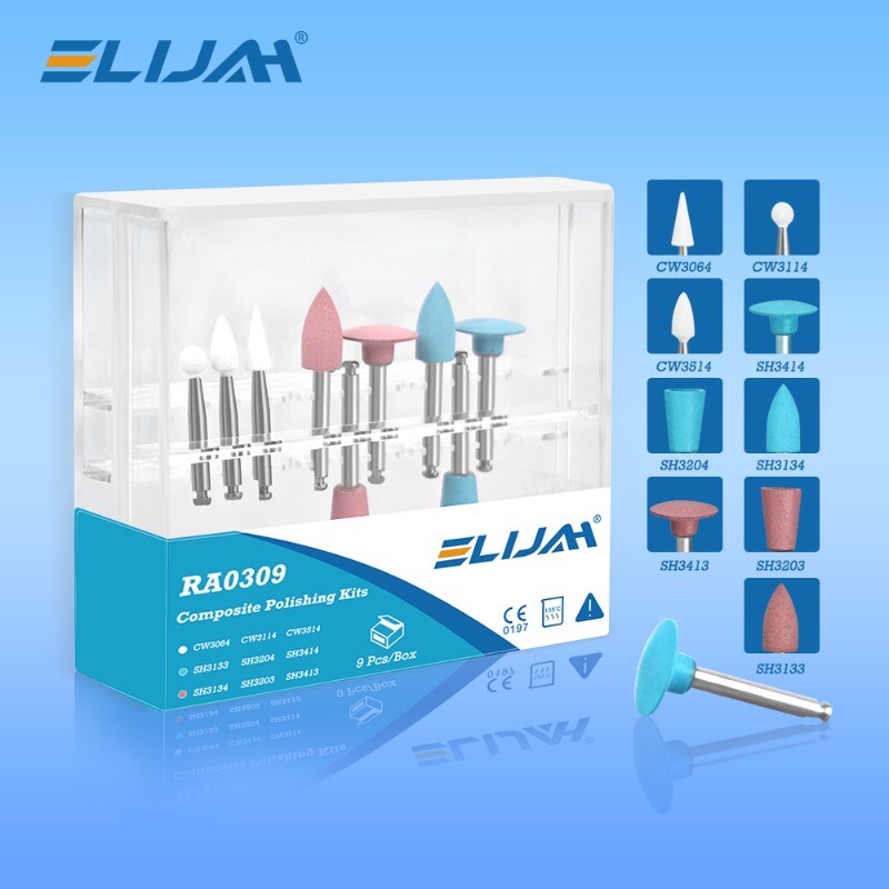ELIJAH Dental Composite Polishers RA0309 3 Ceramic & 6 Silicone Rubber -9PCS/BOX