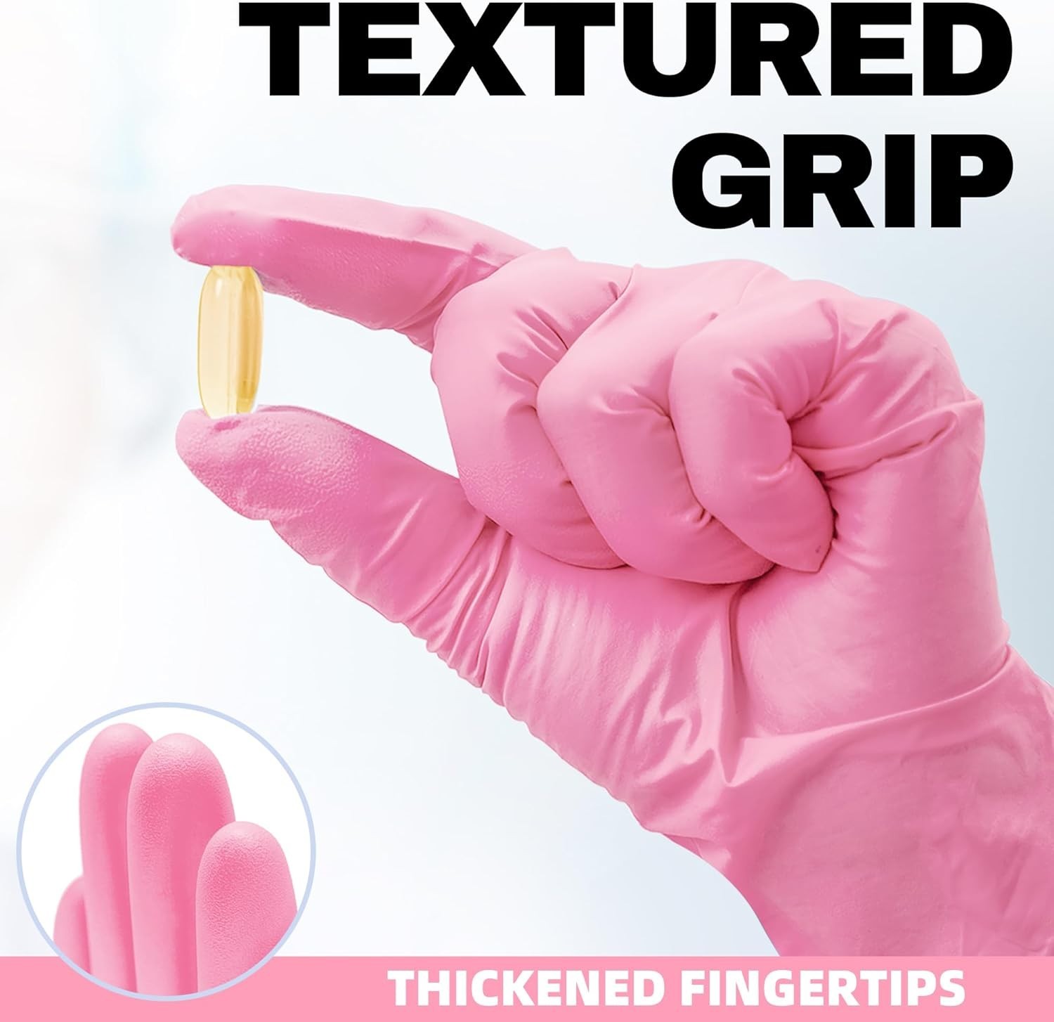 100 Count Nitrile Exam Gloves – Waterproof, Powder-Free, Medium Size Rose Quartz