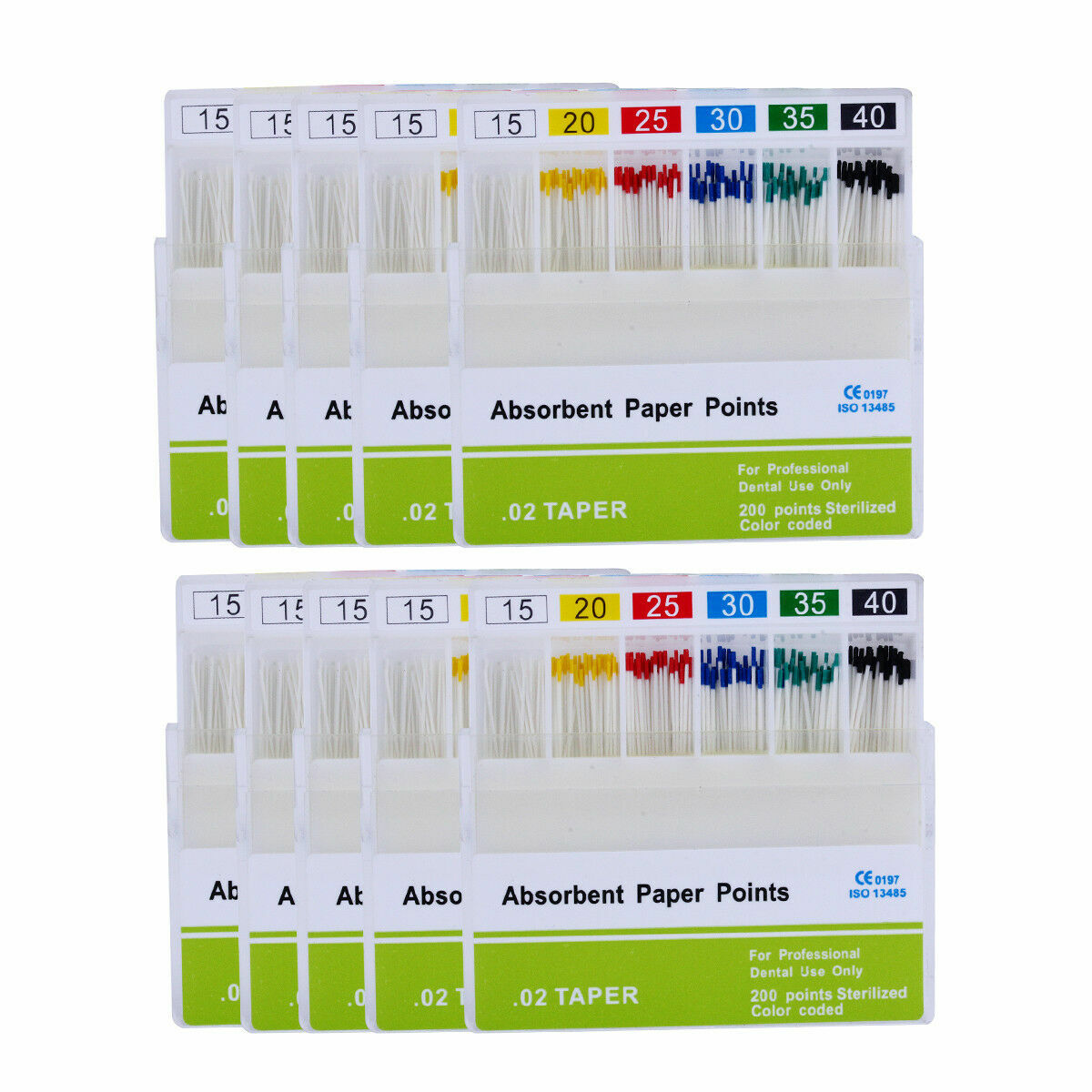10x Dental Absorbent Paper Points Root Canal Clean Tip 15-40# 0.02 200 Pcs/Box