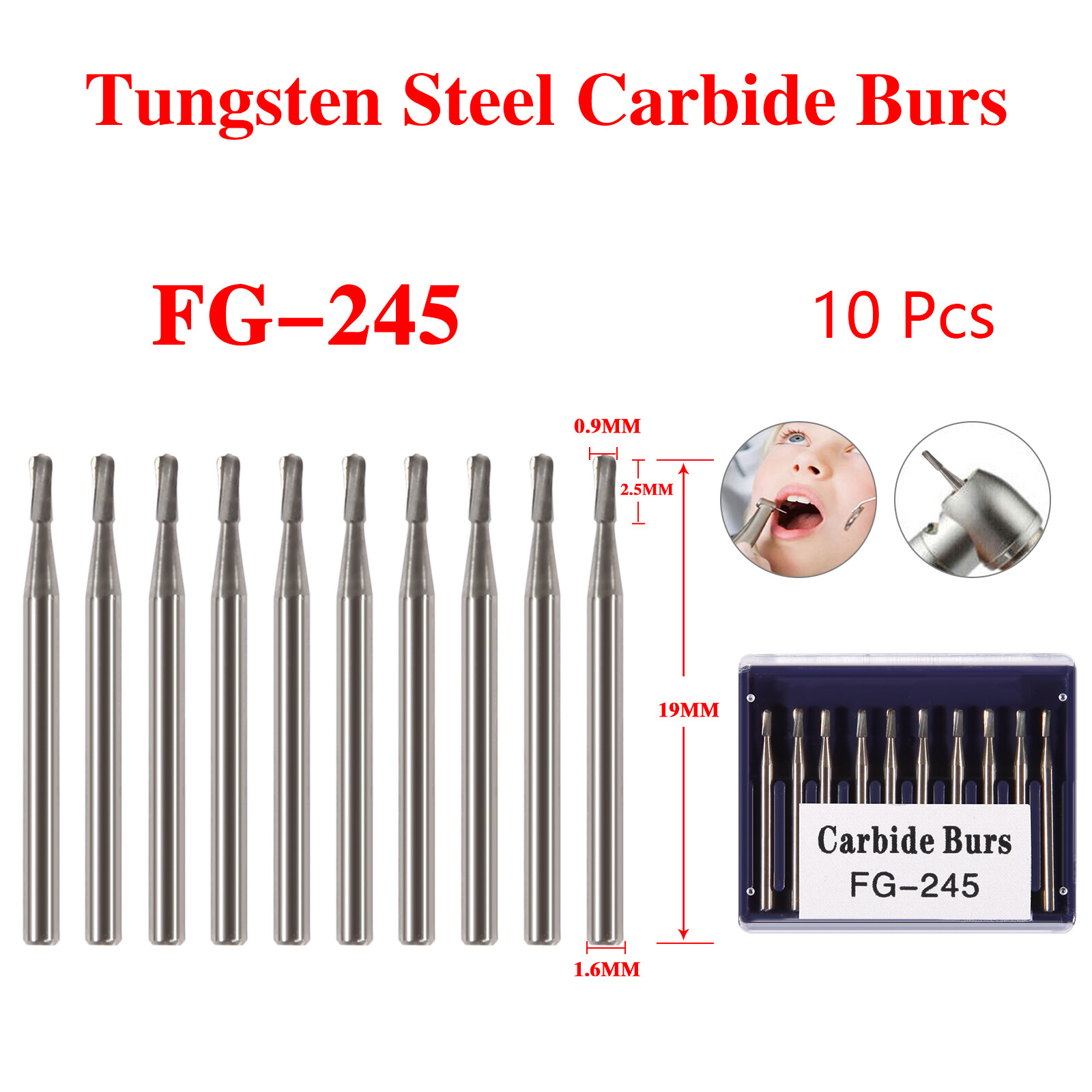 Dental Midwest FG #245 Amalgam Preparation Carbide Burs 100/Pk