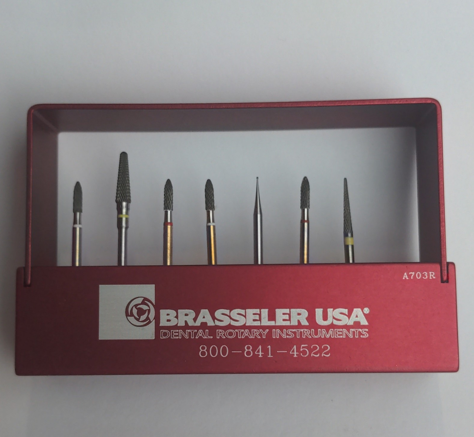 Brasseler USA A703R Carbide Dental Rotary Bur Set (7 pieces) FG (Friction Grip)