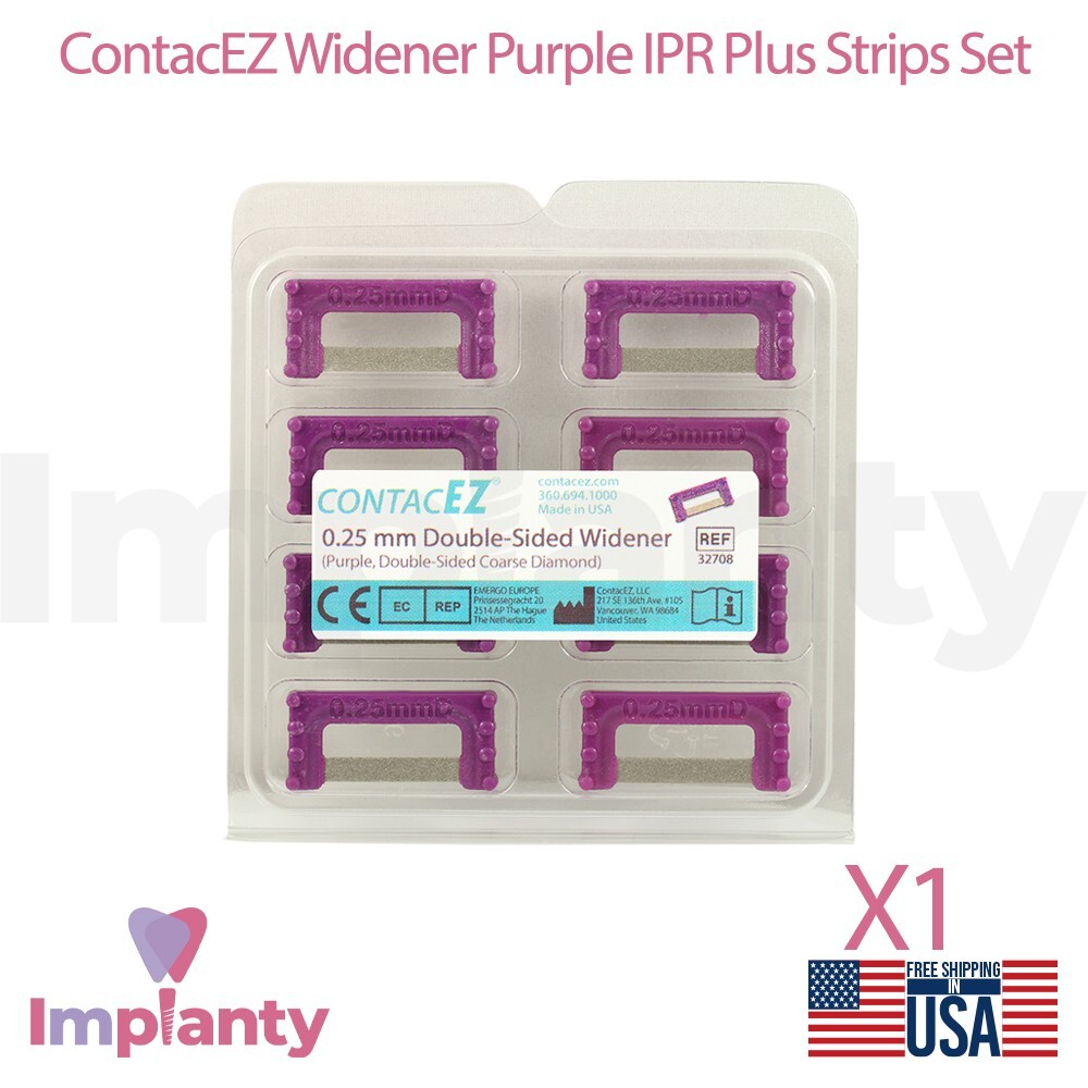 Dental Widener Purple IPR Plus Strips Set Stainless Steel Diamond Coating