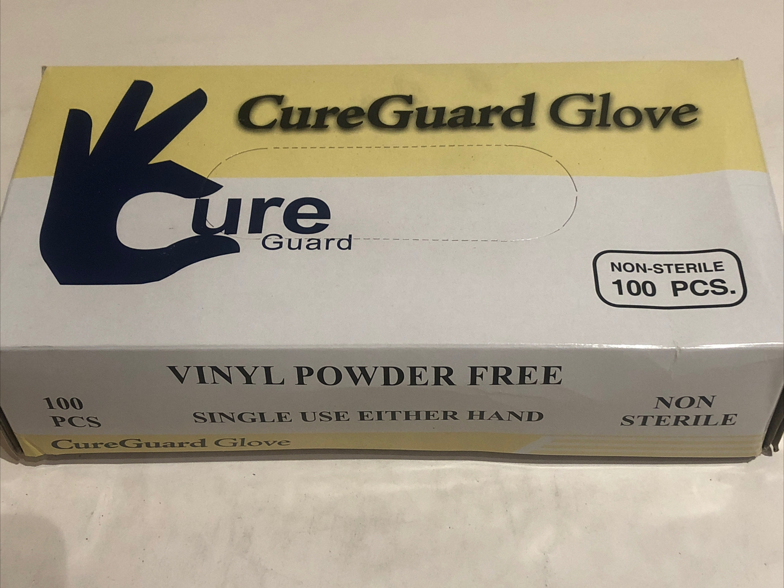 (10) In a Case Cure Guard Vinyl Powder Free Gloves, Size XL 100 Per Box =1000