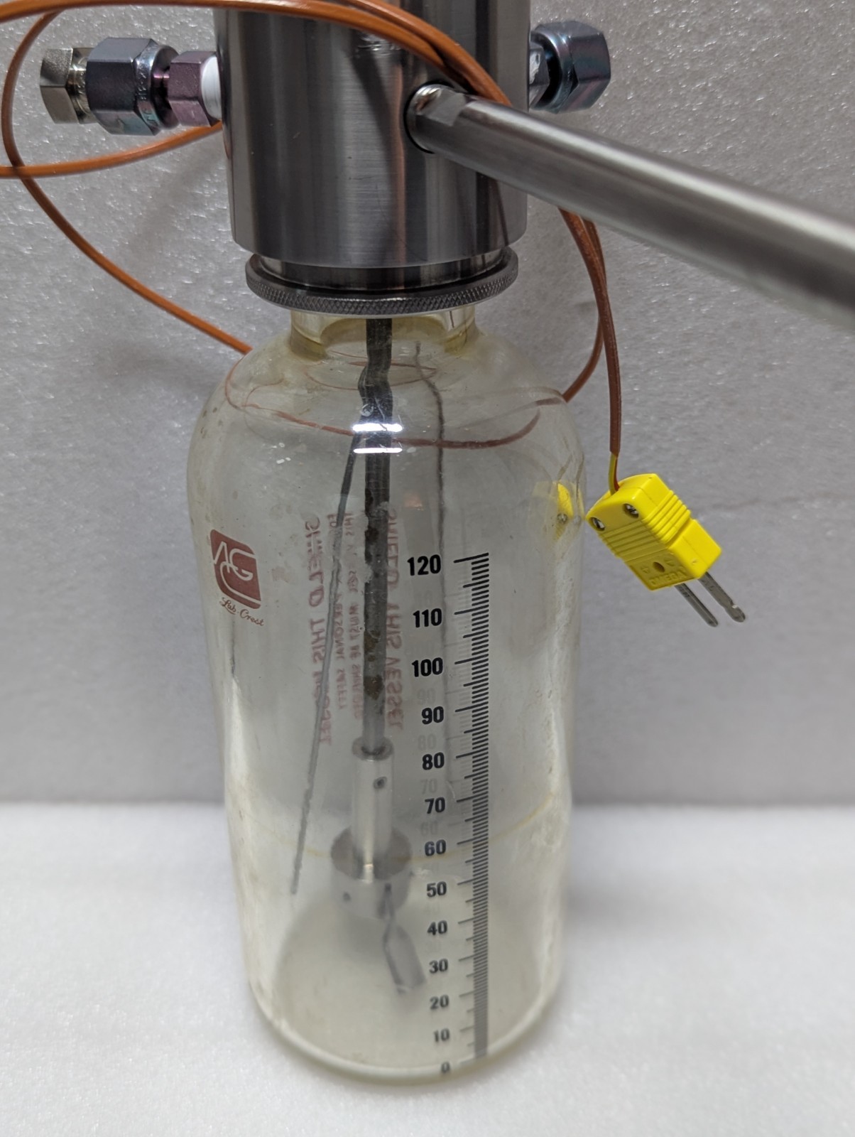 Pressure Reaction Vessel 12oz, Lab-Crest, Complete Multiported Stirring Assembly