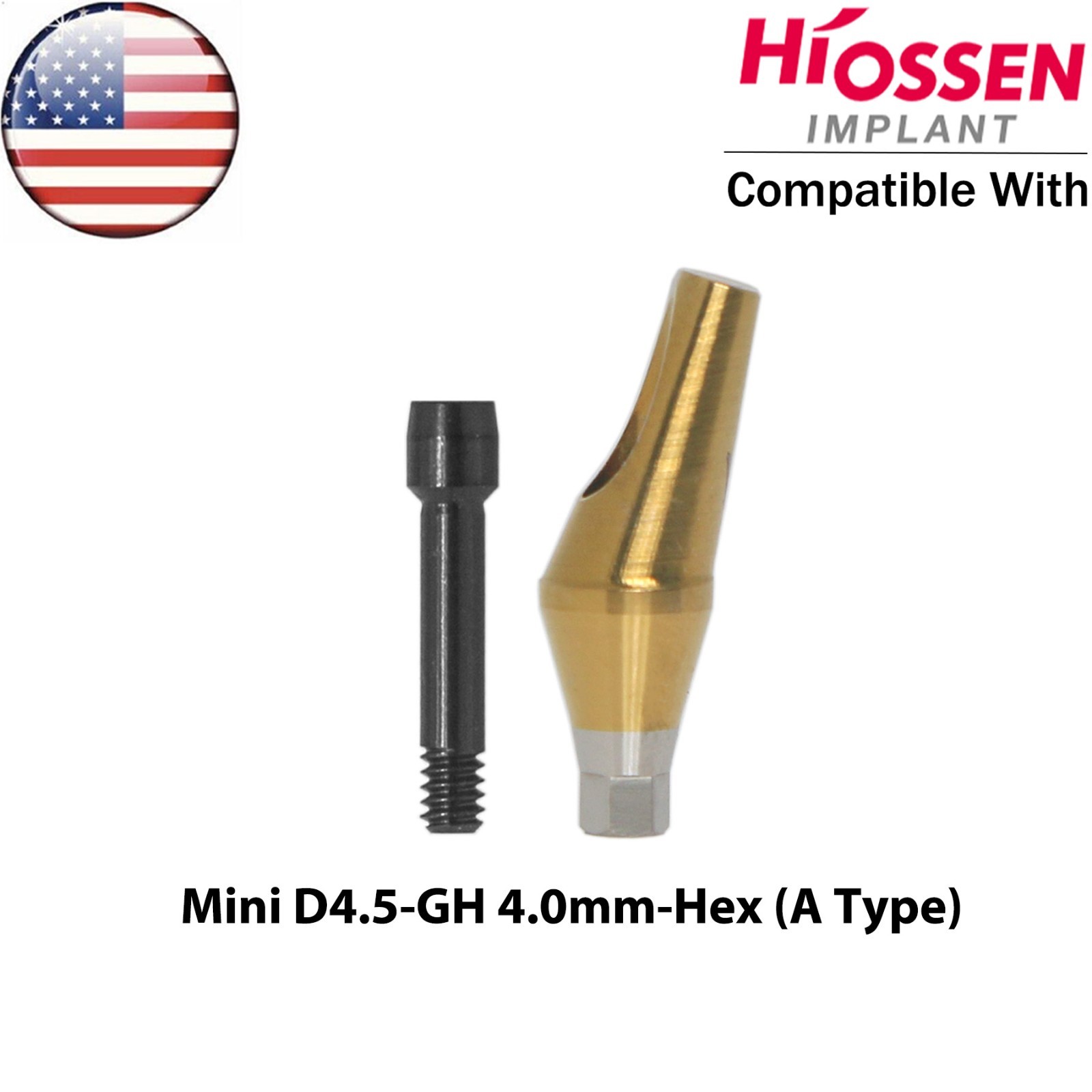 US Dental 17° Angled Anatomic Abutment Mini Ø4.5mm Fit Hiossen Osstem TS