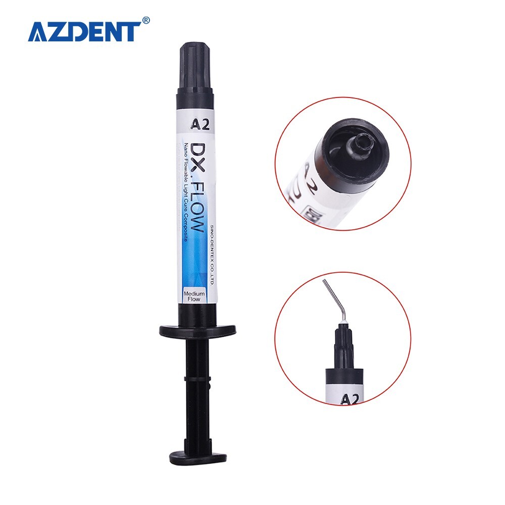 Dental DX.FLOW DENTEX Flowable Medium Flow Light Cure Composite Resin 3g/Kit A2