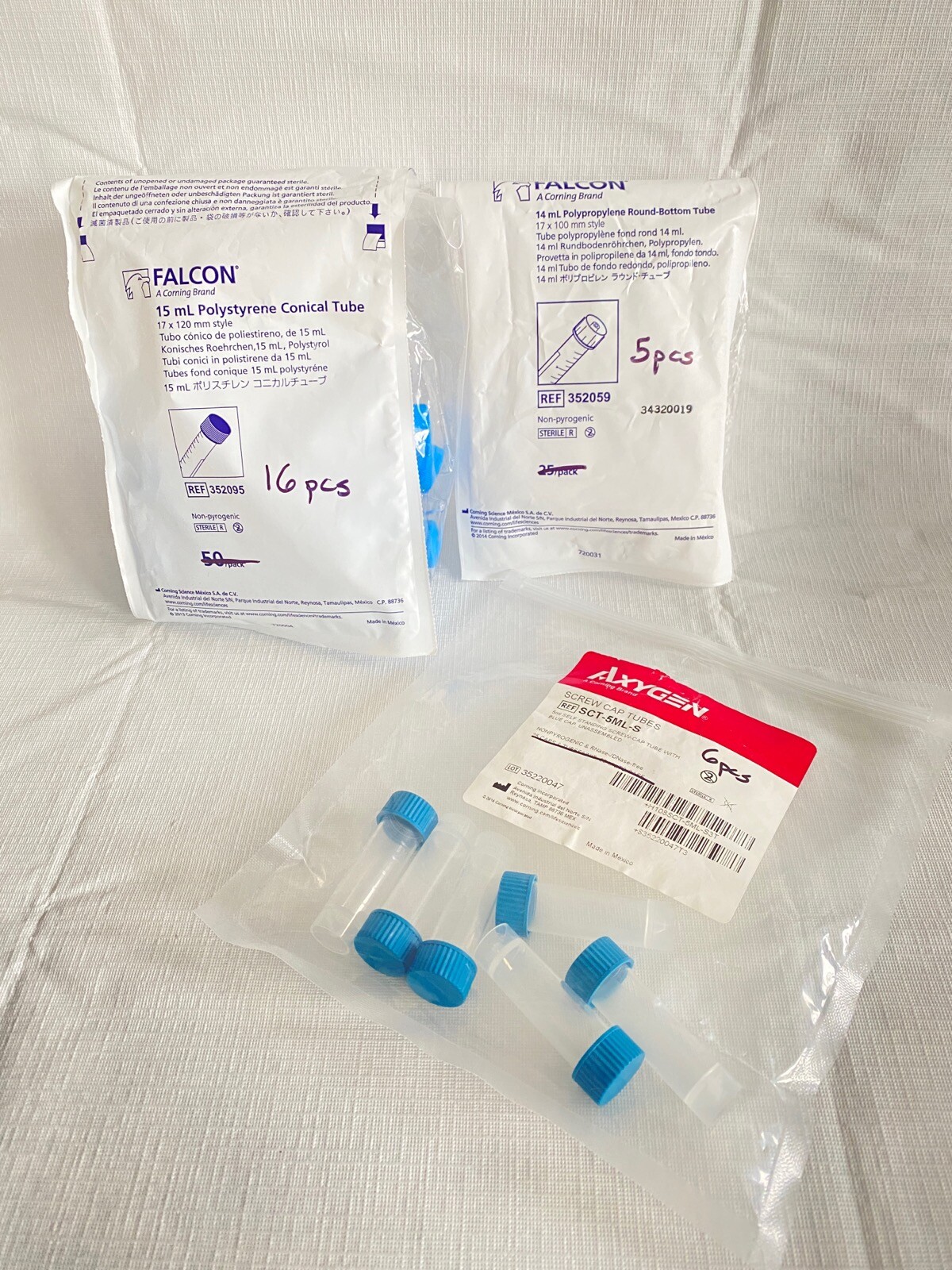 (27) Lab Plastic 5mL Plain & 14mL 15mL Graduated Centrifuge Tubes Screw Caps