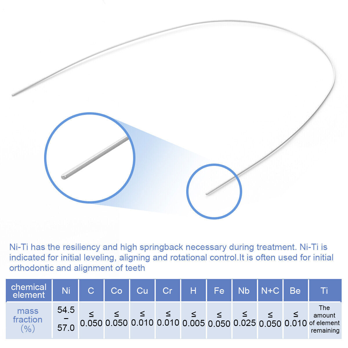 AZDENT Dental Ortho Super Elastic Rectangular Arch Wire Niti Ovoid upper & Lower