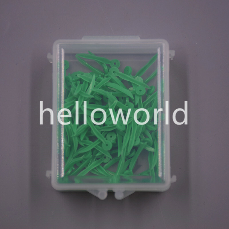 100 Pcs Green Dental Disposable Material Plastic Wedges With Holes 17.8*2.1mm