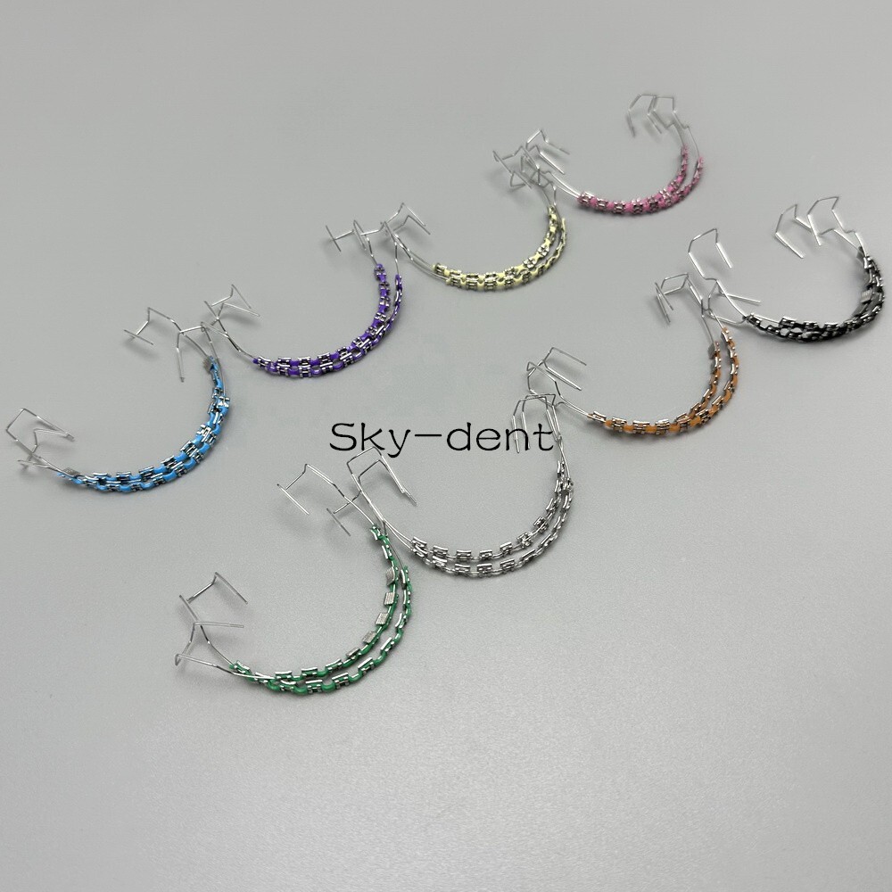 2Pcs/Pack Temporary Tooth Decoration with Metal Bracket Orthodontic Power Chains