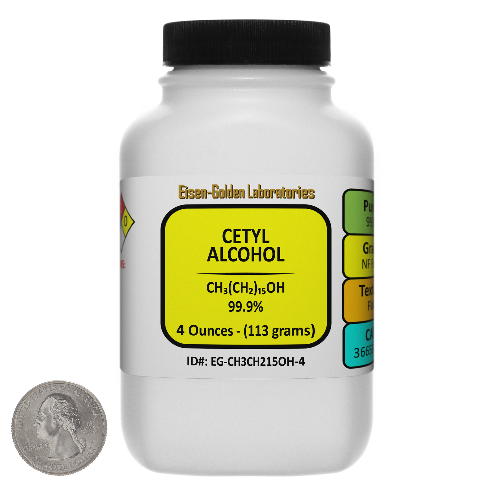 Cetyl Alcohol [CH3(CH2)15OH] 99.9% NF Food Grade Flake 4 Oz in a Bottle USA