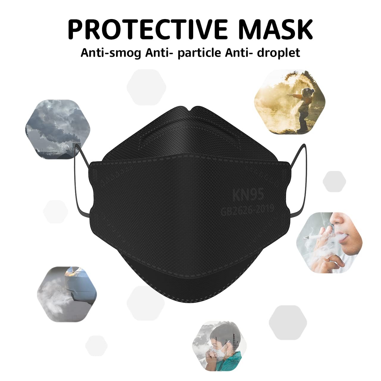 LEVENIS KN95 Face Masks 50 Pack, Breathable Comfortable and Disposable KN95 M…