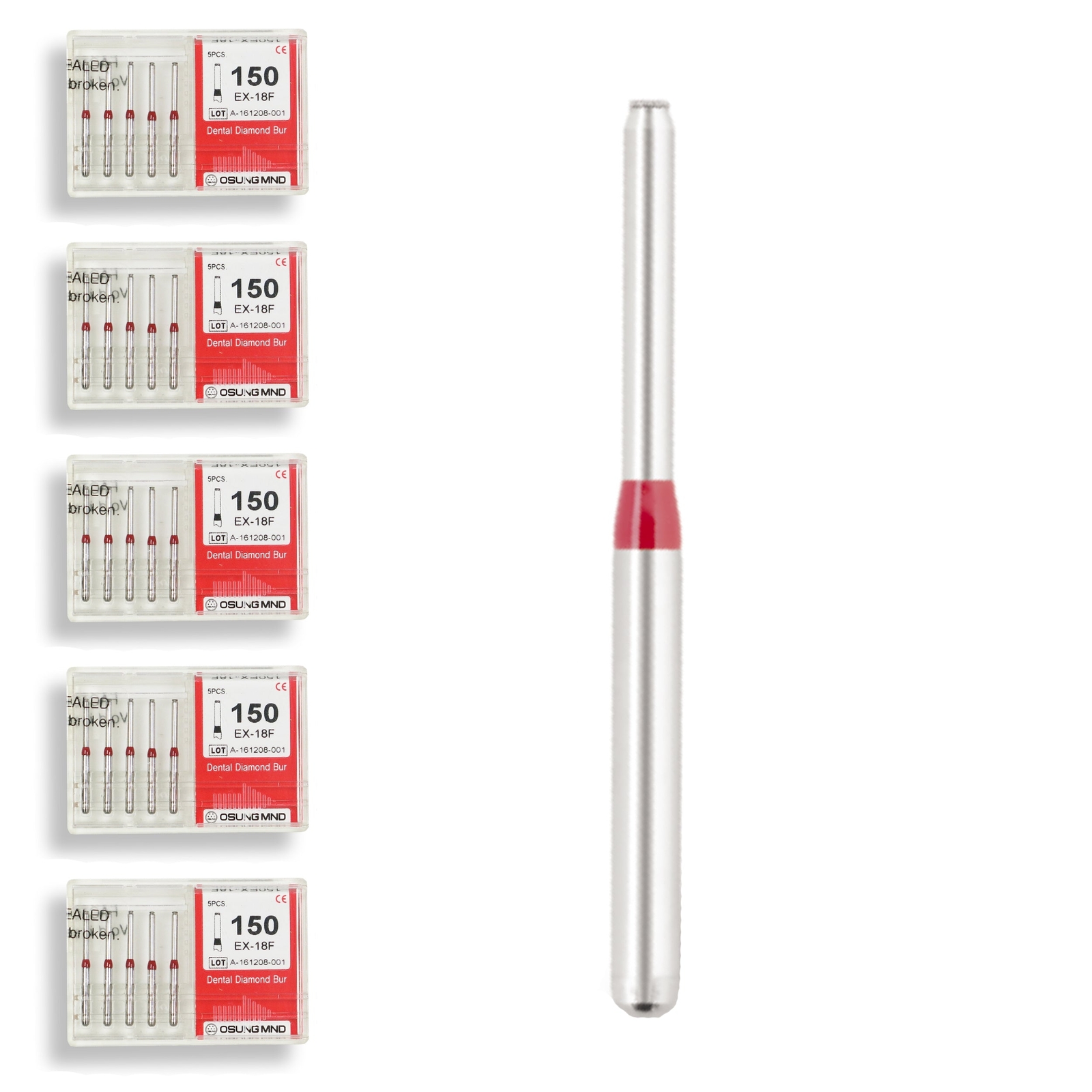 Cylindrical, End Cutting Only 1 mm Dia. Fine Grit Diamond Dental Bur 25 Pcs.