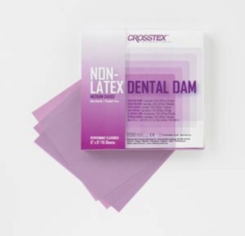 CROSSTEX DENTAL DAMS, MEDIUM, PURPLE, 6″ X 6″, LATEX FREE, 15 SHEETS/BX, 19500