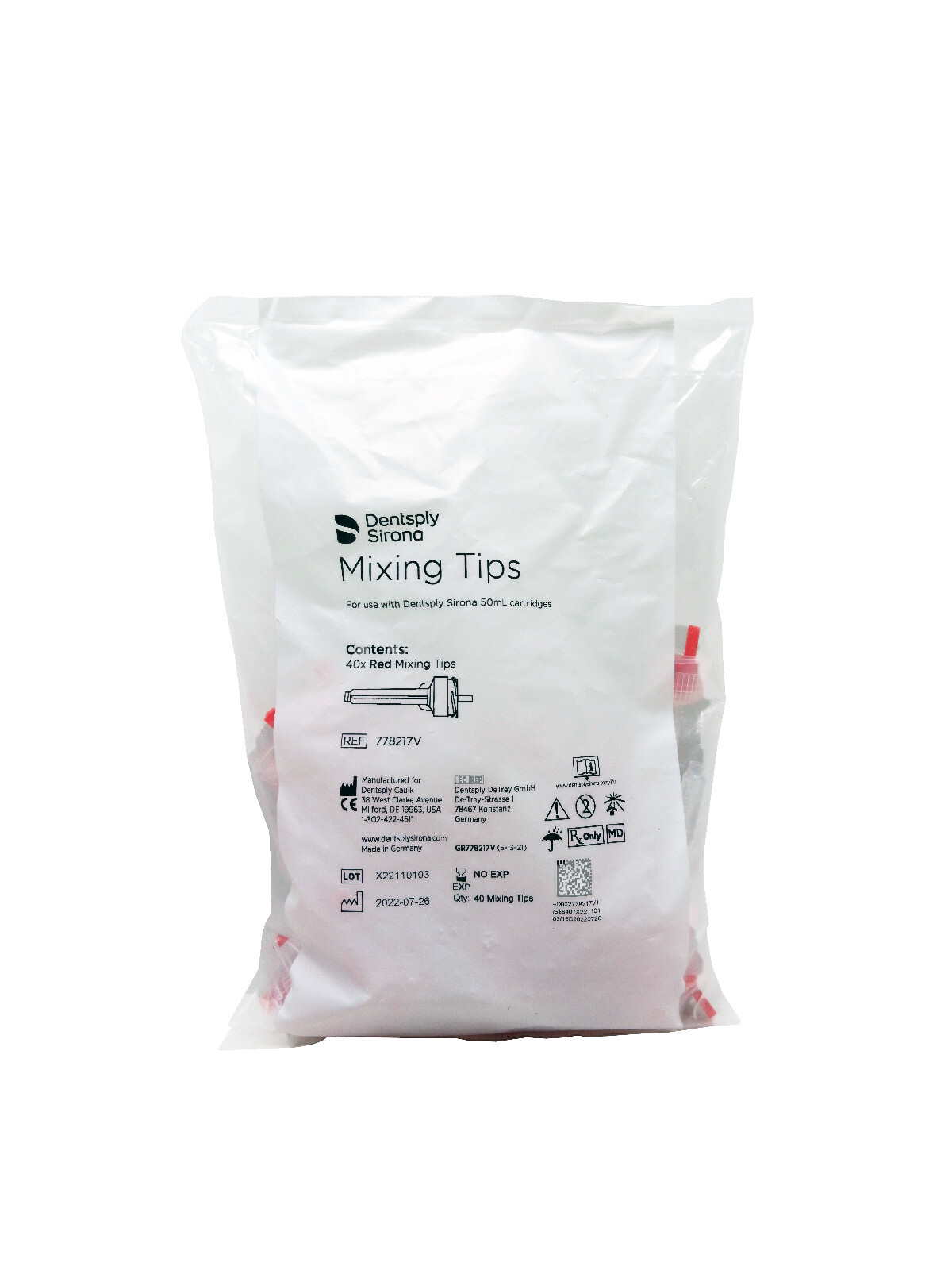 Dentsply Sirona Mixing Tips Red/Blue Use with Sirona 50mL Cartridge and Genie