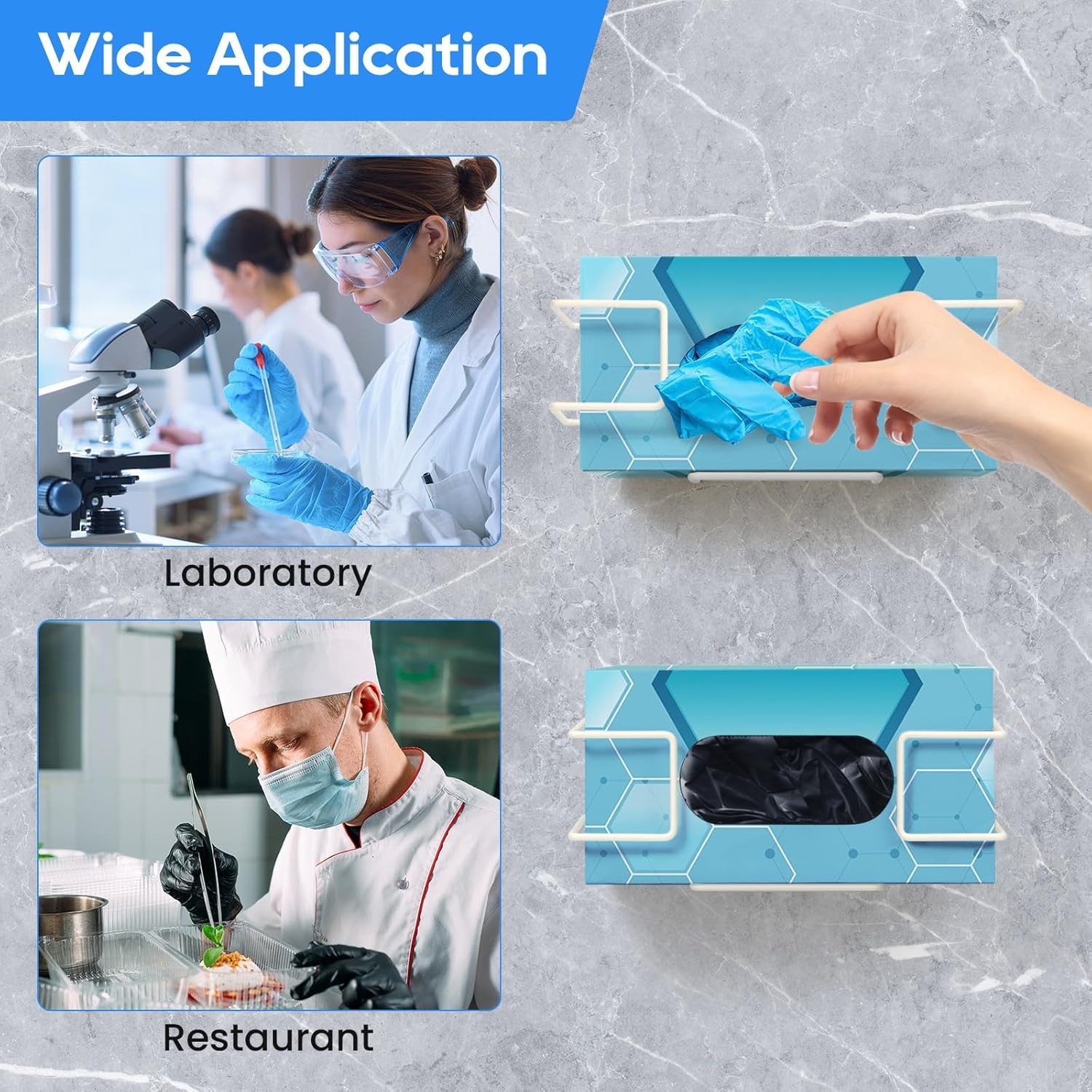 THYGIFTREE Glove Box Holder Wall Mount 2 Pack Fits Nitrile Latex Vinyl Gloves