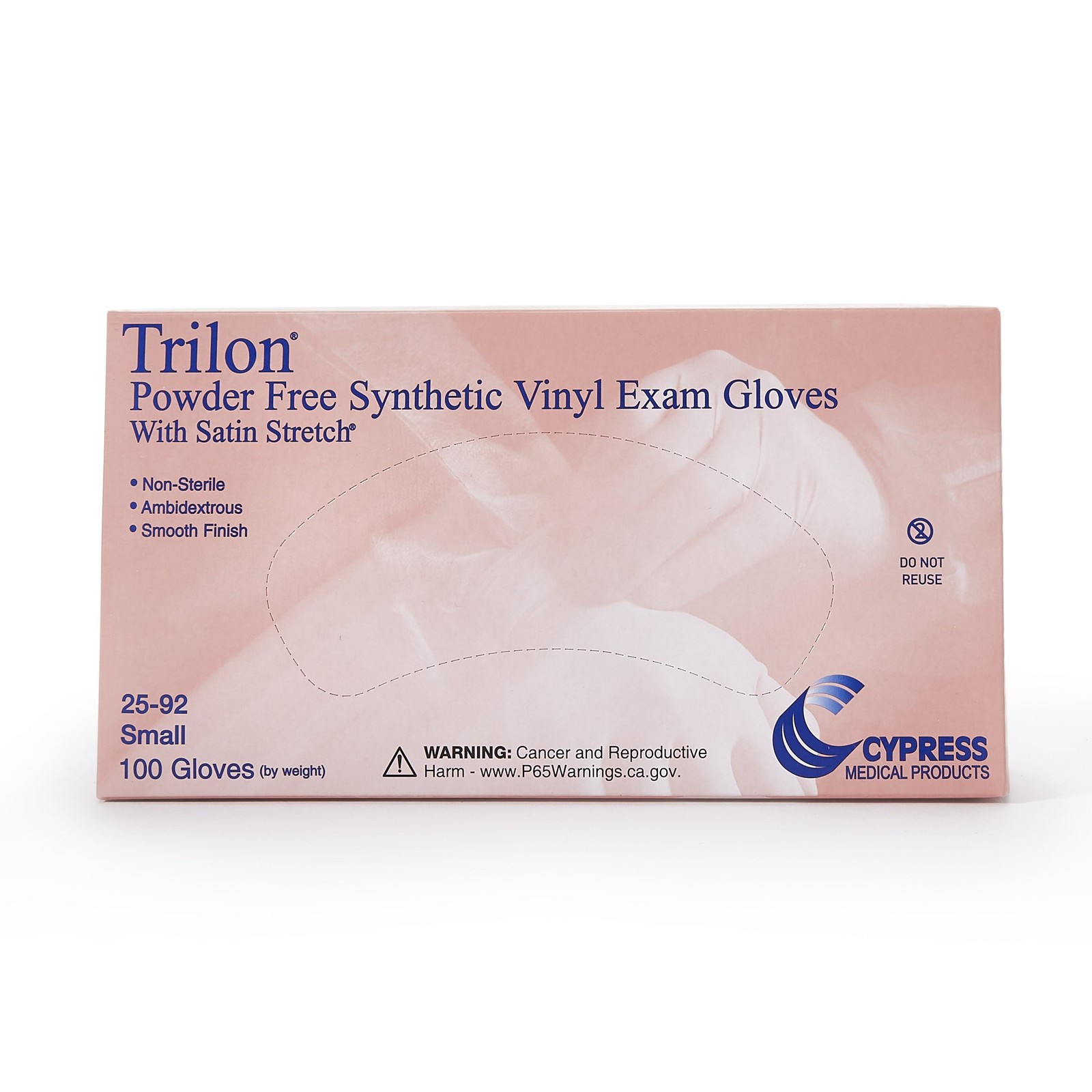 Trilon® Vinyl Exam Glove, Small, Clear-Case of 1000
