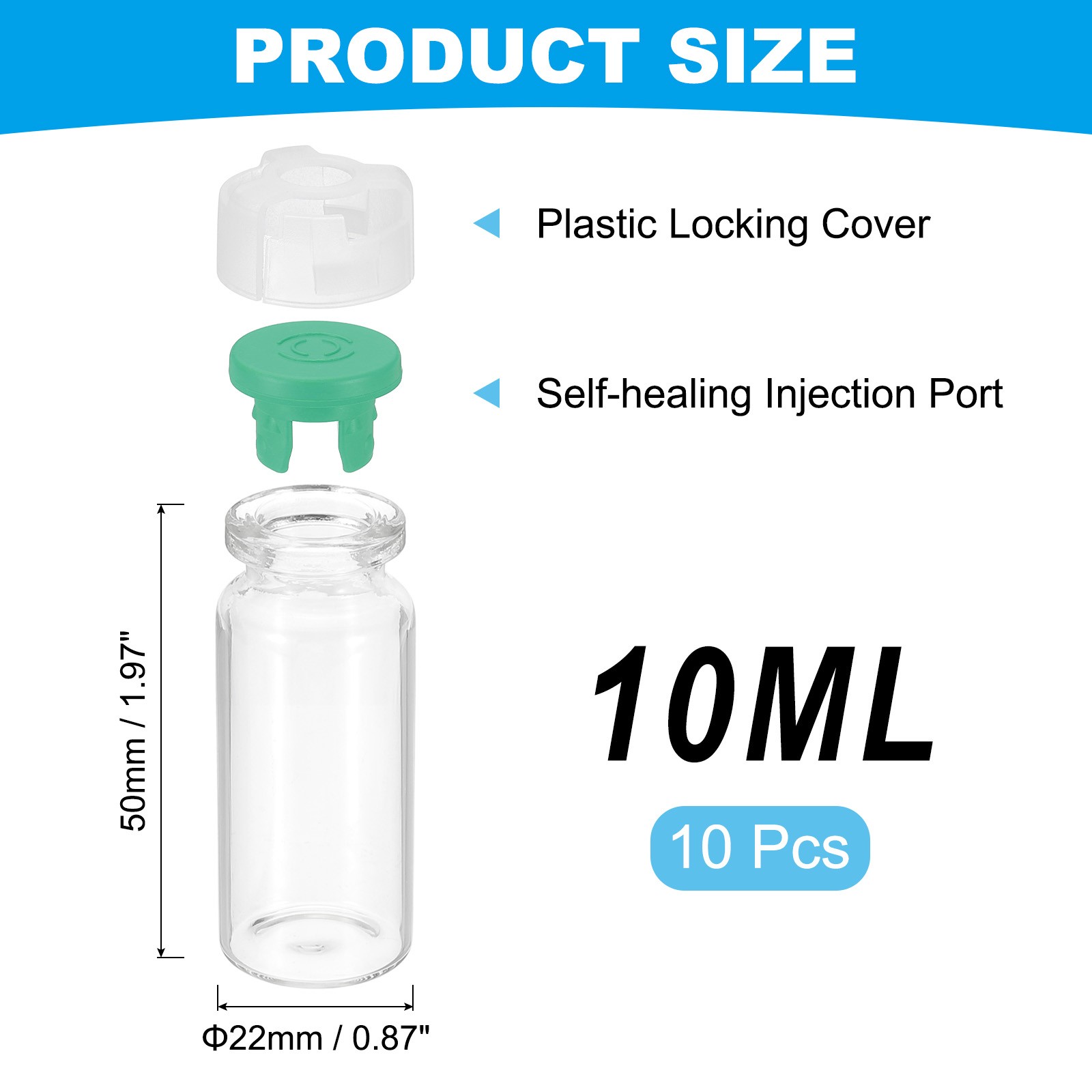 10ml Clear Glass Sample Vials, 10Pcs Small Liquid Bottles, Green