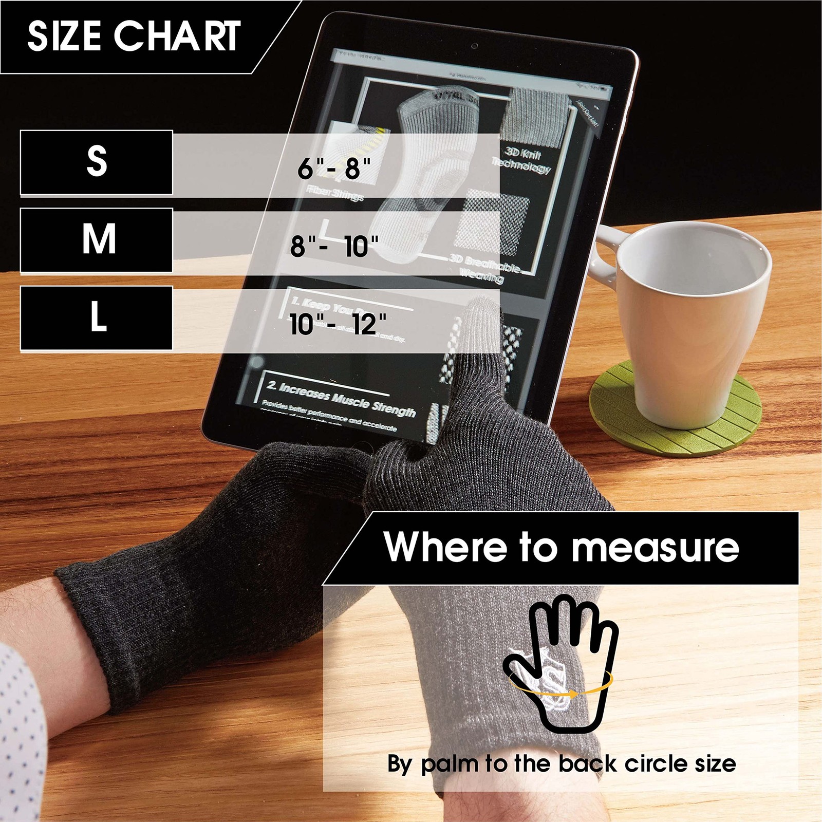 Vs Vital Salveo Vital Salveo Full Finger Touchscreen Arthritis Gloves Nonslip