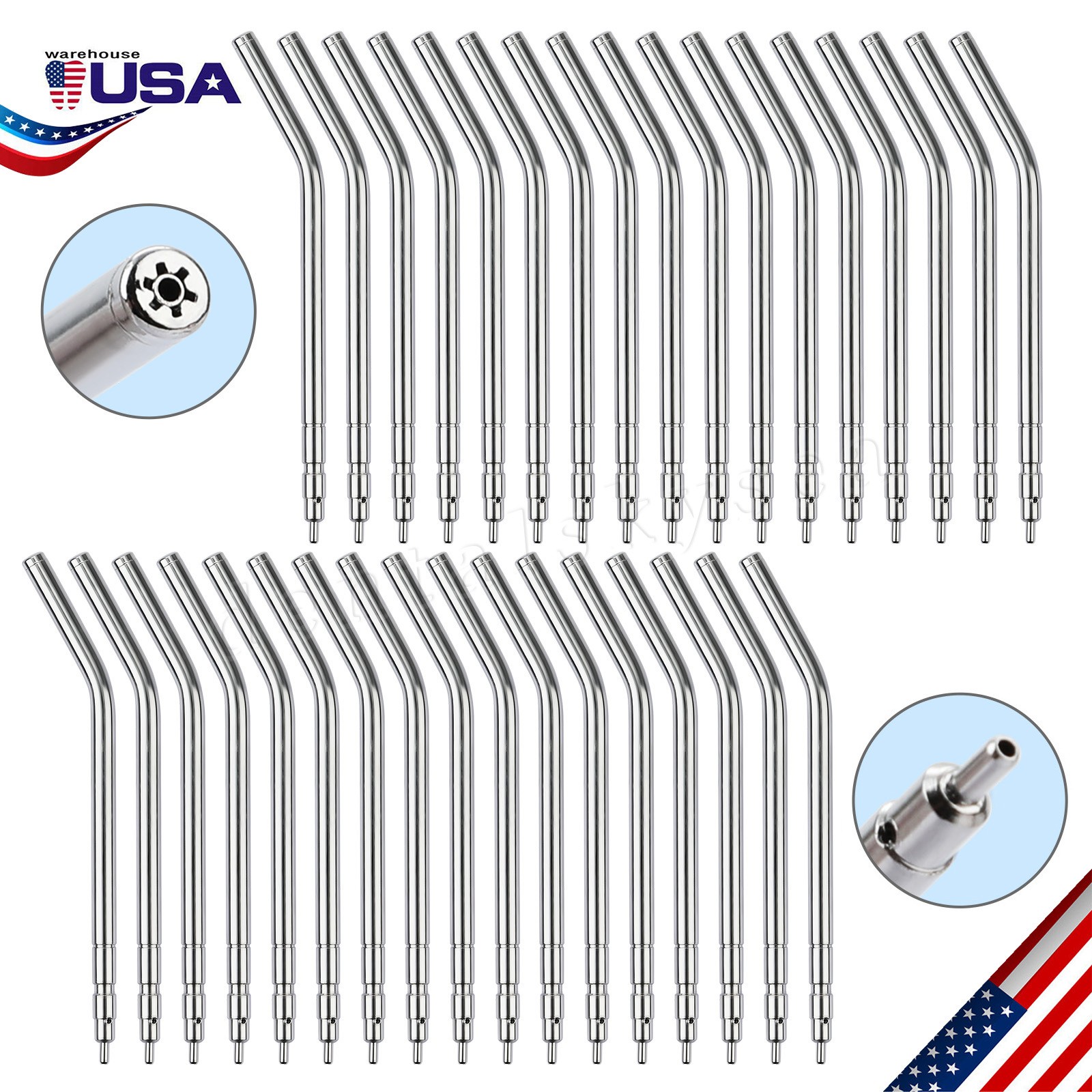 Dental Autoclavable Air Water Spray 3-Way Syringe Stainless Steel Nozzles Tips