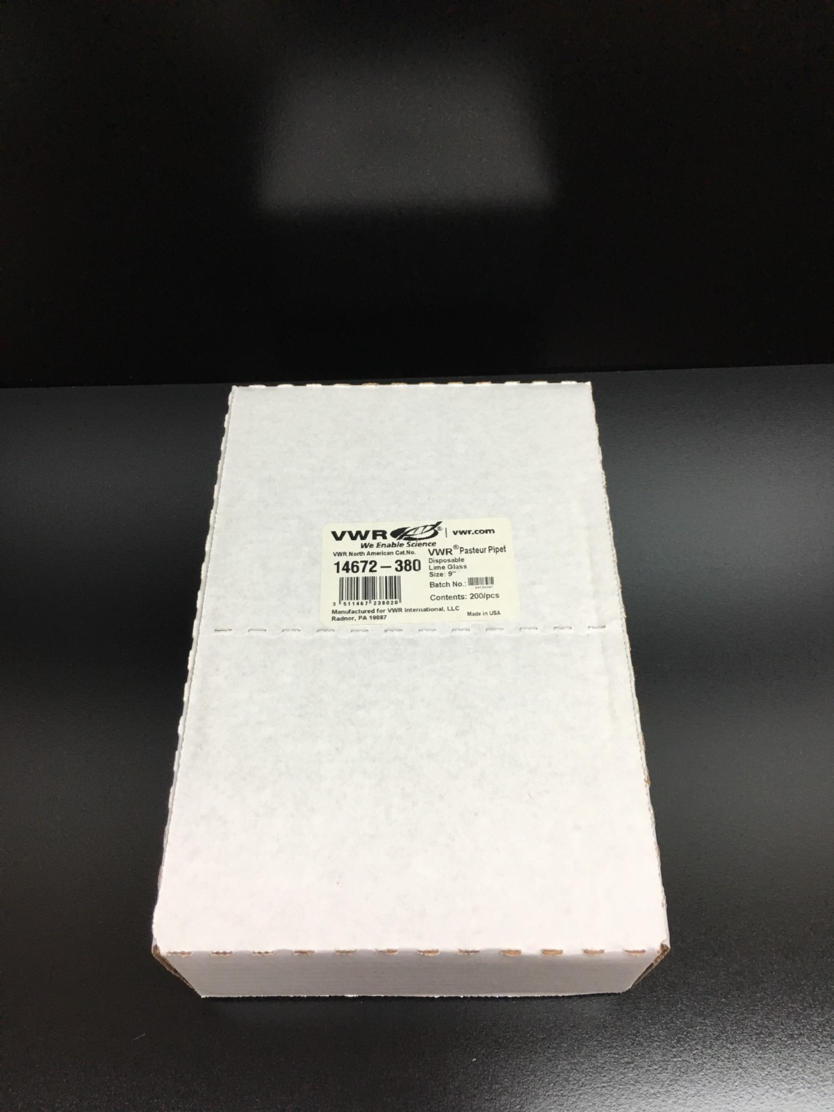 VWR REF 14672-380 Disposable Pasteur Pipettes Borosilicate Glass Size 9″