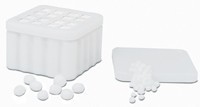 Temple White Plastic Dispenser, Holds 4 Cotton Pellet Refills, with #1, #2, #3