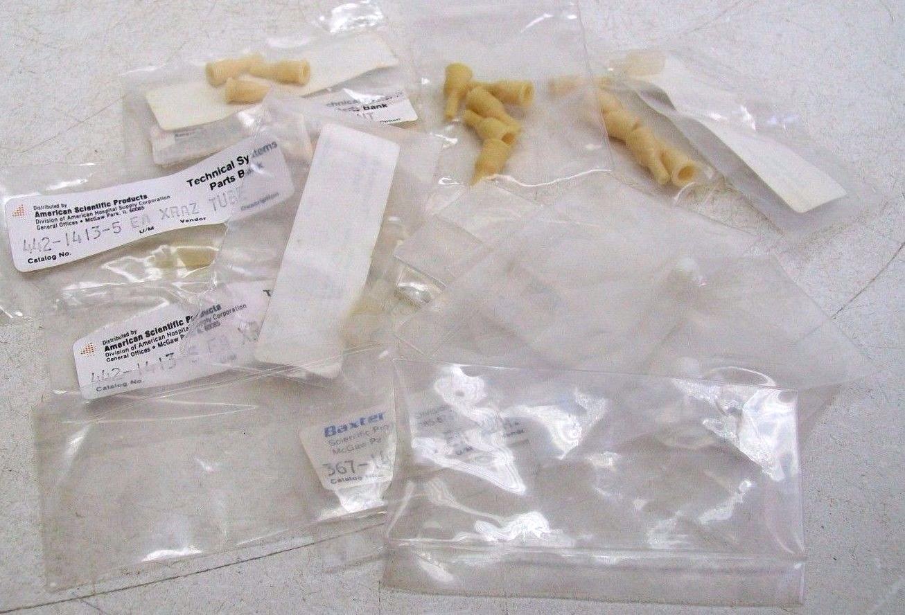 NOS LOT OF 30 VARIOUS BAXTER HEALTHCARE TUBES CONNECTORS JOINTS STOPPERS BM