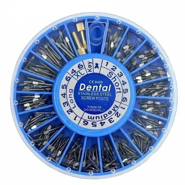 120Pcs Dental Endo Stainless Steel Conical Screw Posts Silver Gold/Fiber Posts