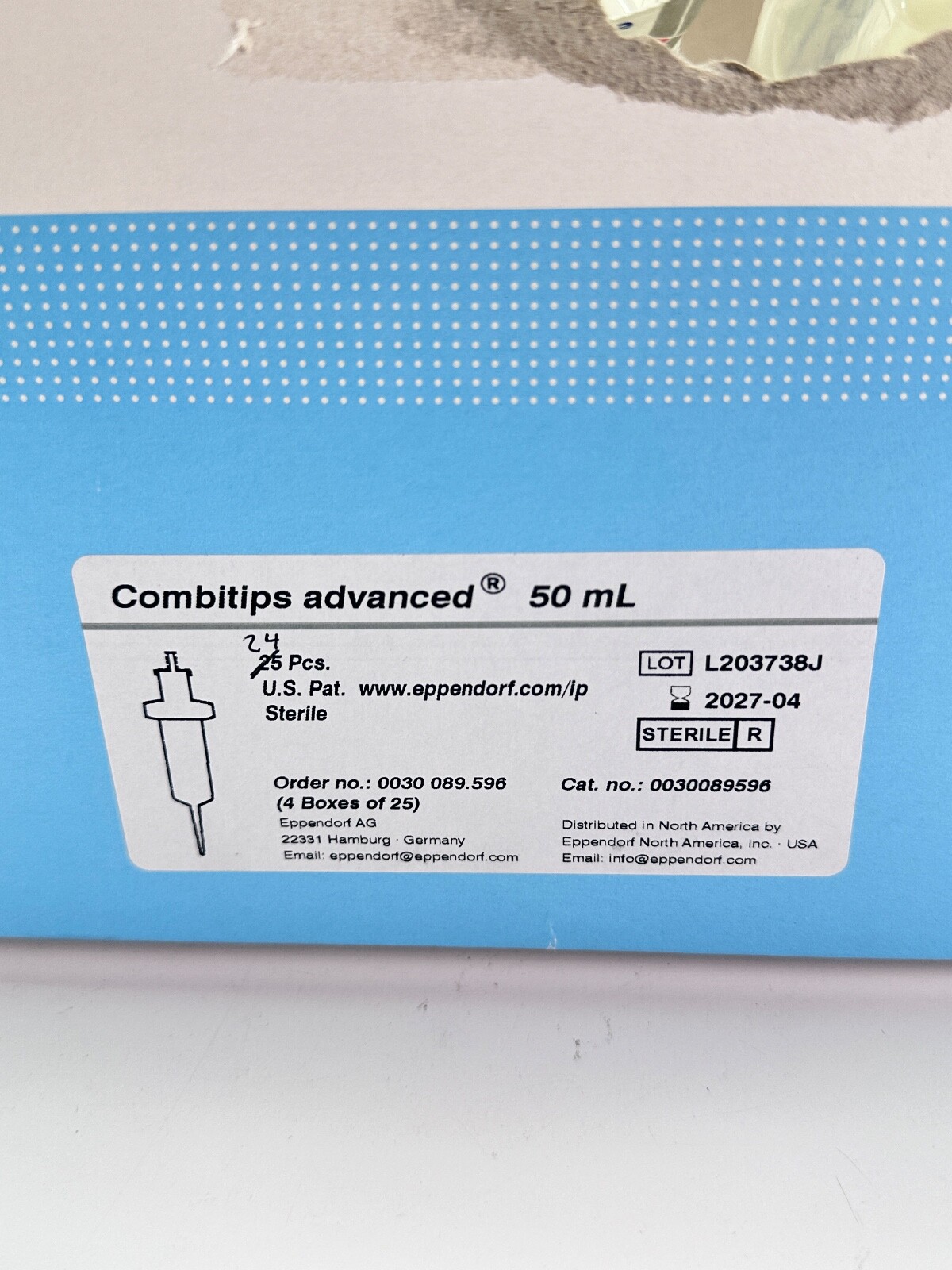 NEW SEALED Eppendorf Pipette Tips Combitips Advanced 50 ml Case of 24 Tips