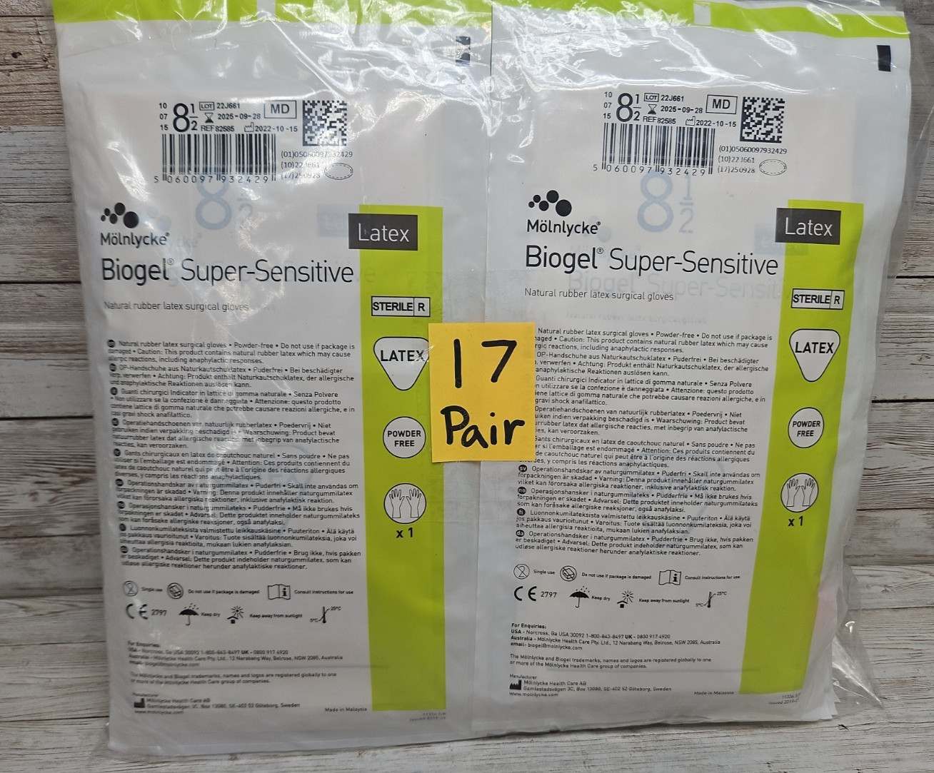 Biogel Latex SUPER-SENSITIVE Surgical Gloves *17 PAIR* Size: 8.5 *See Dates*