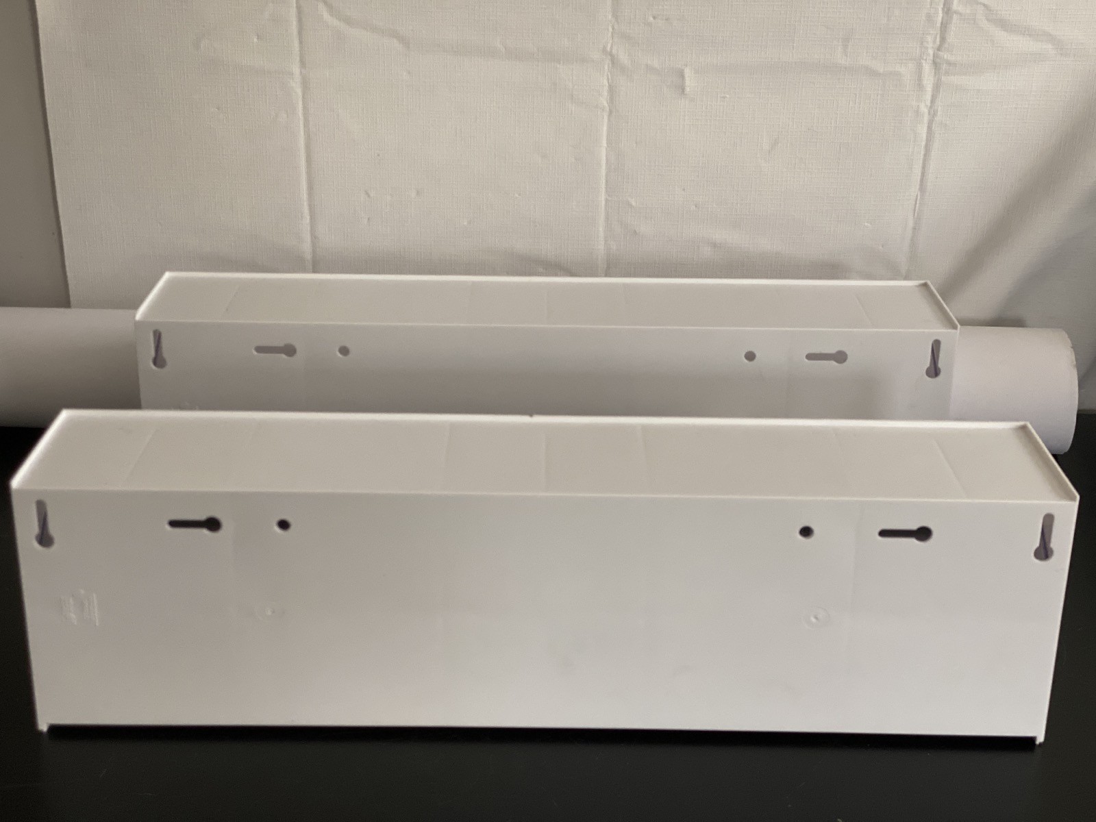 Used (2) QUANTUM 5-Compartment Tip-Out Bin Organizer White 23-3/4” L QTB305