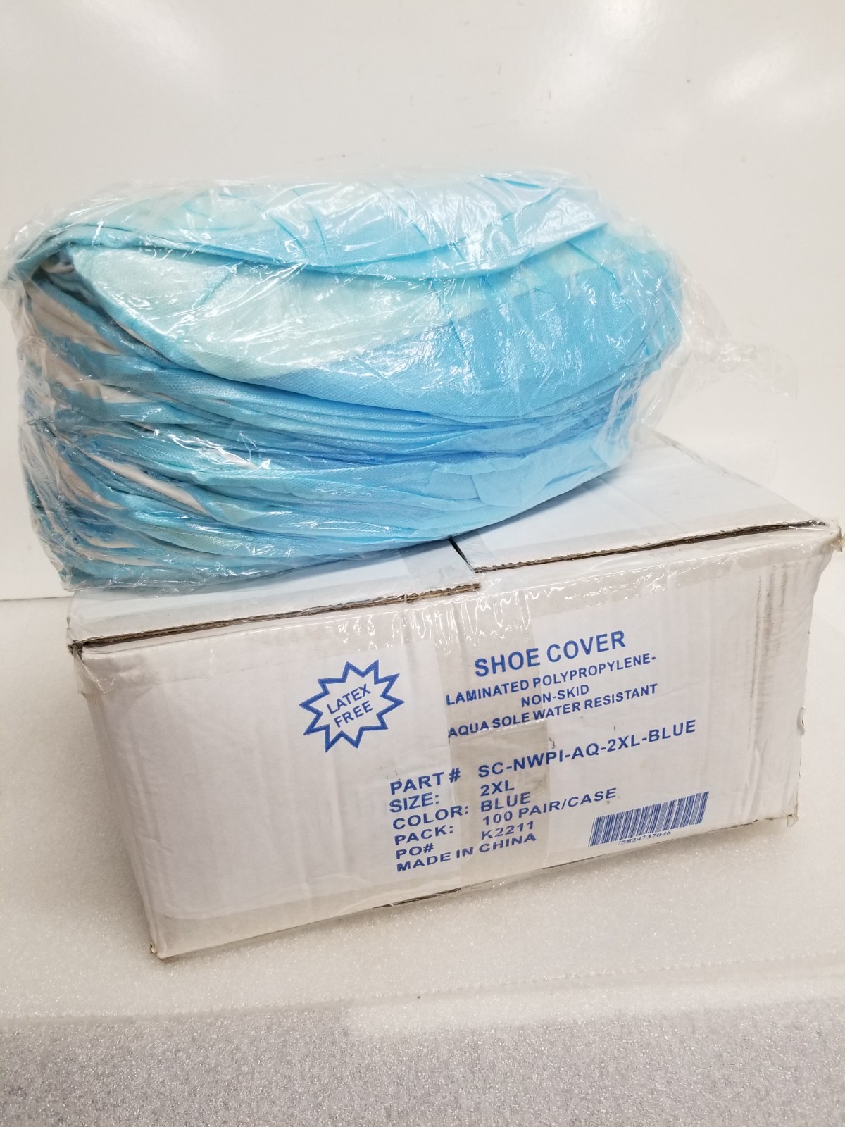 Keystone SC-NWPI-AQ-2XL-BLUE Disposable Shoe Cover Non-Slip PVC Sole 100 Pr / Bx