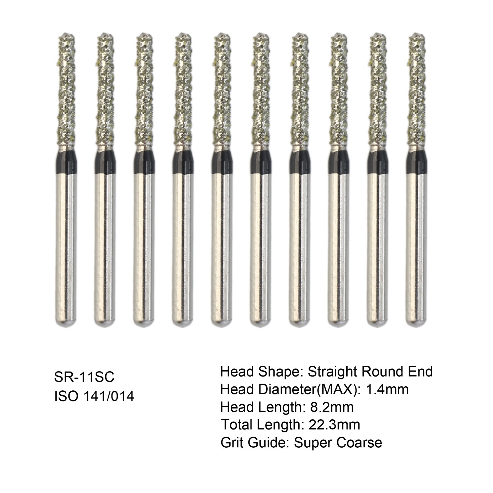 Dental Burs Diamond FG SR-11SC Round End Cylinder Super Coarse for High Speed