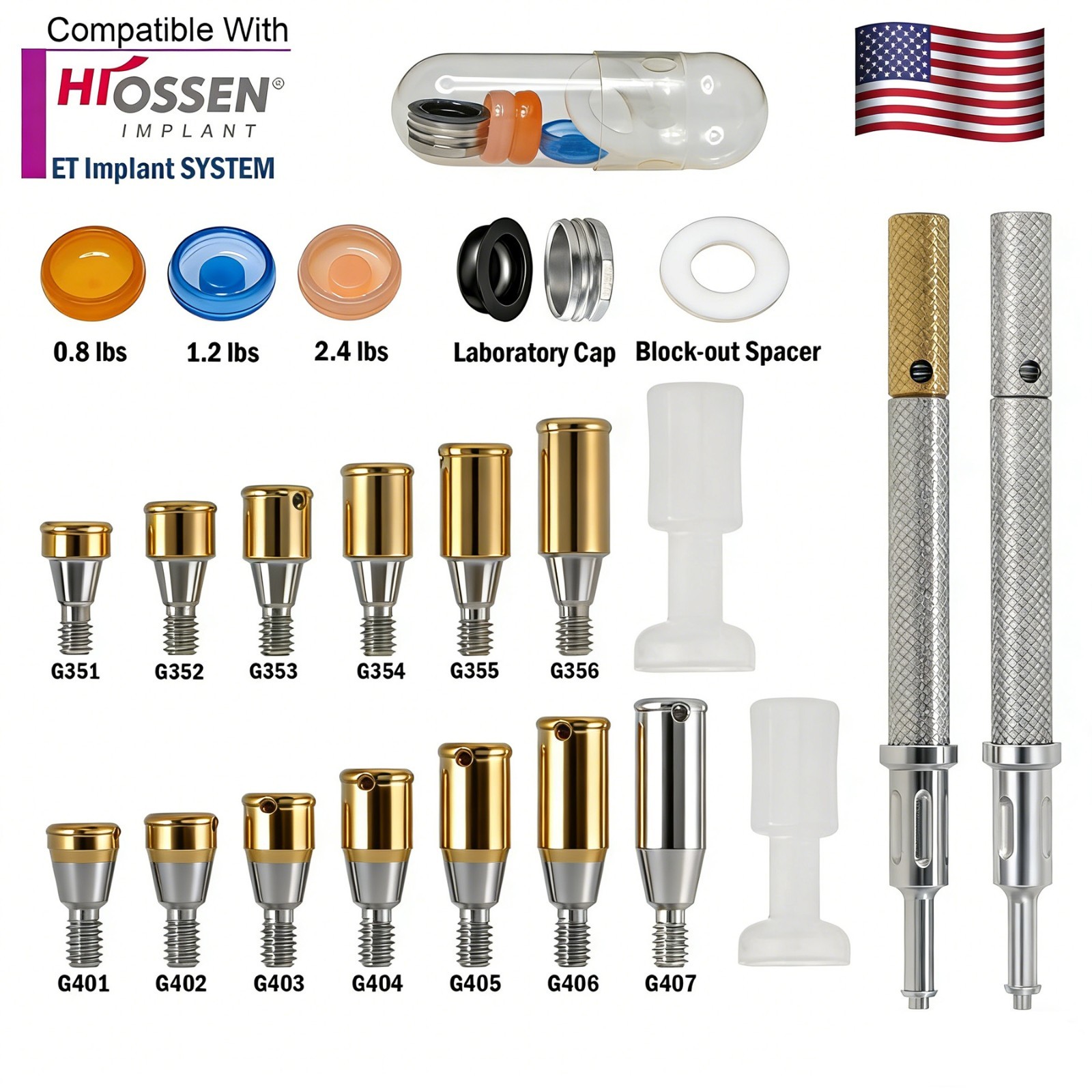 Dental Locator Attachment Abutment & Male Caps for Hiossen/Nobel/Zimmer/Bego/Mis