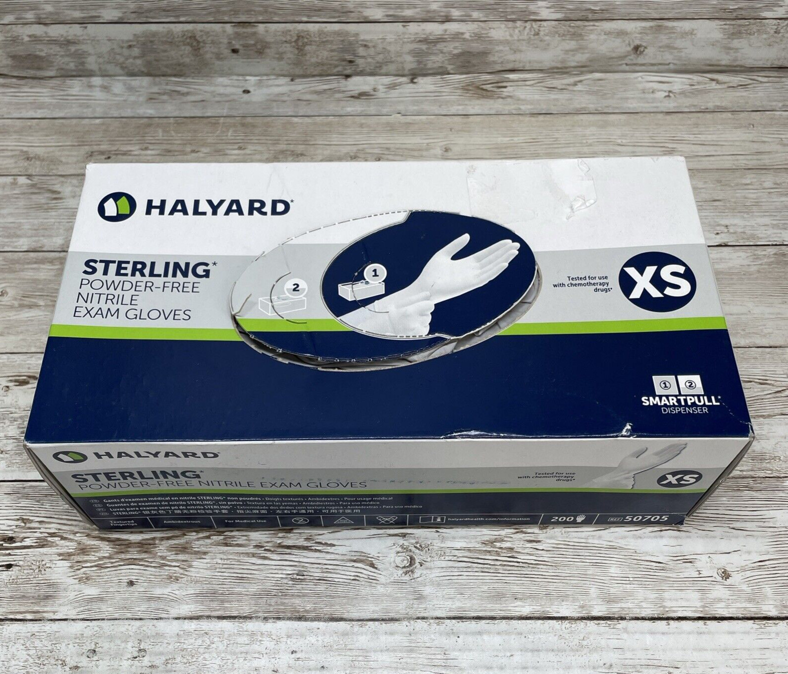 1 *OPEN TOP* Box HALYARD STERLING NITRILE EXAM GLOVES SIZE: XSMALL, Exp 12/25