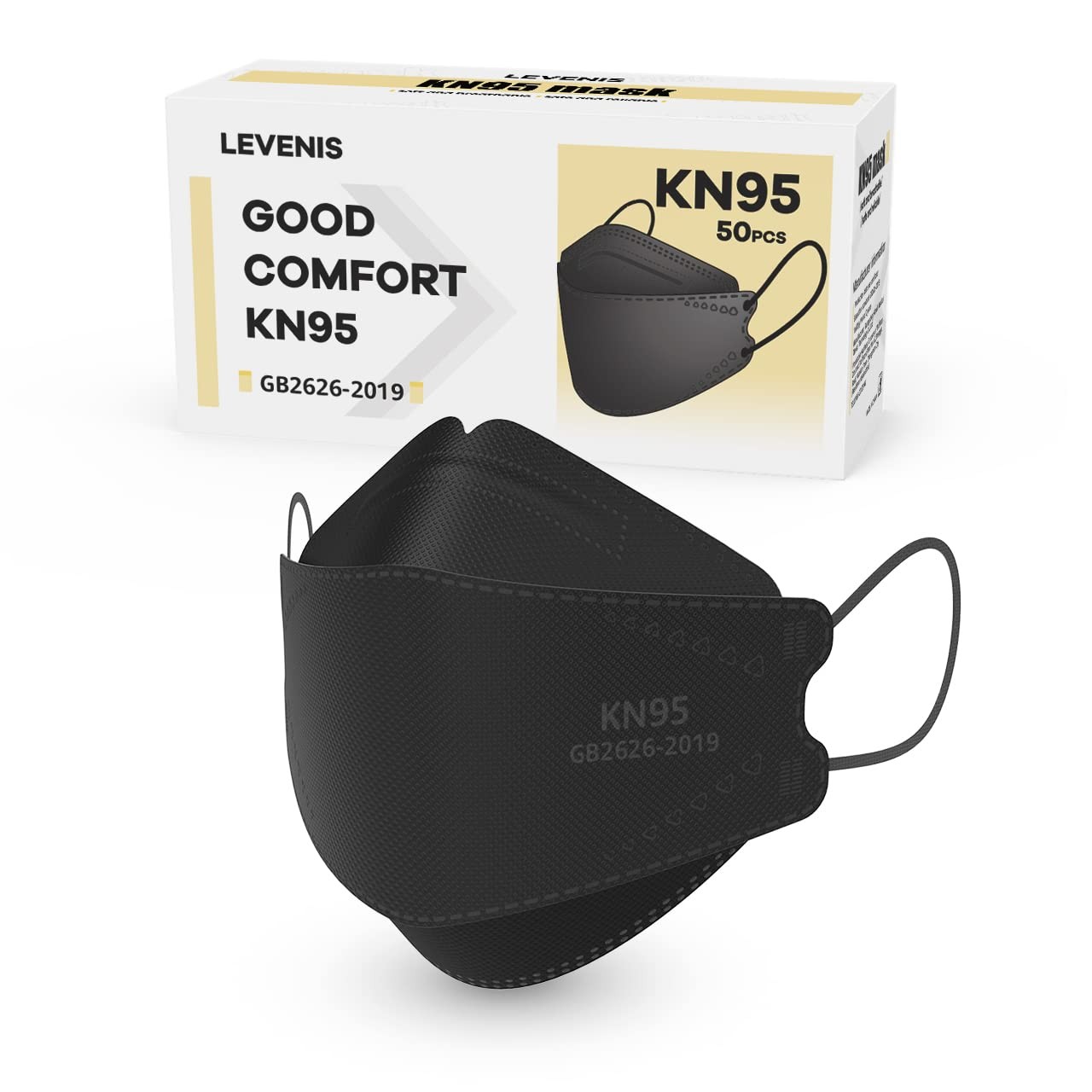 LEVENIS KN95 Face Masks 50 Pack, Breathable Comfortable and Disposable KN95 M…