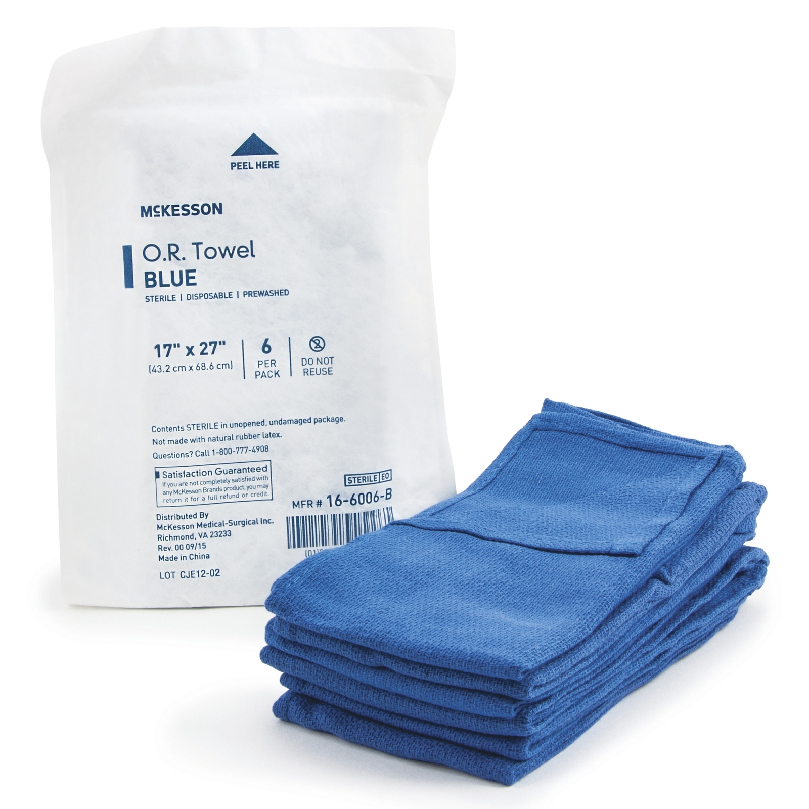 McKesson O.R. Towel Plain Weave / Non-Radiopaque 12 Case(s) 6 Towels/ Case