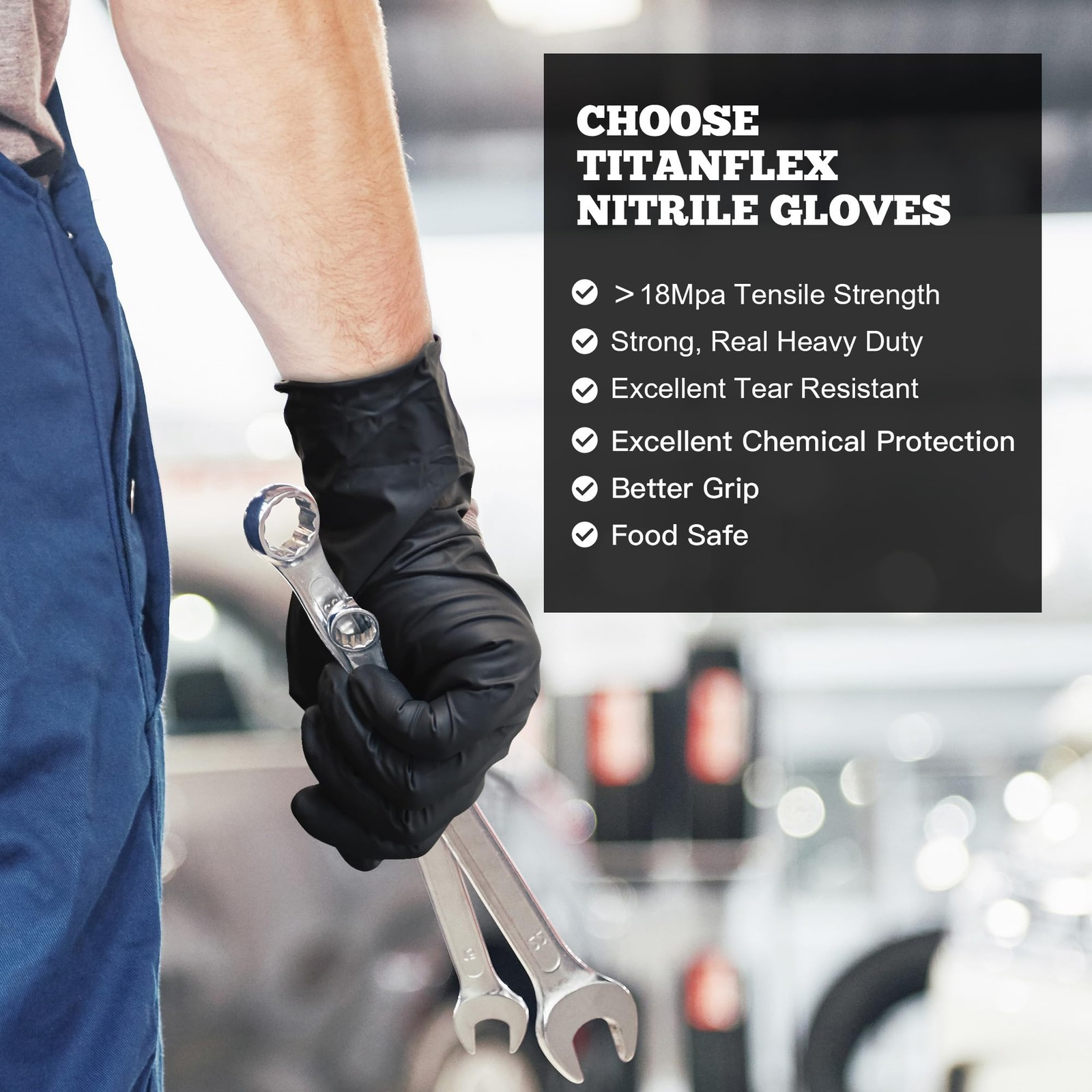 Disposable Nitrile Exam Gloves, 6-mil, Black, XL 100-ct Box, Heavy Duty, for …