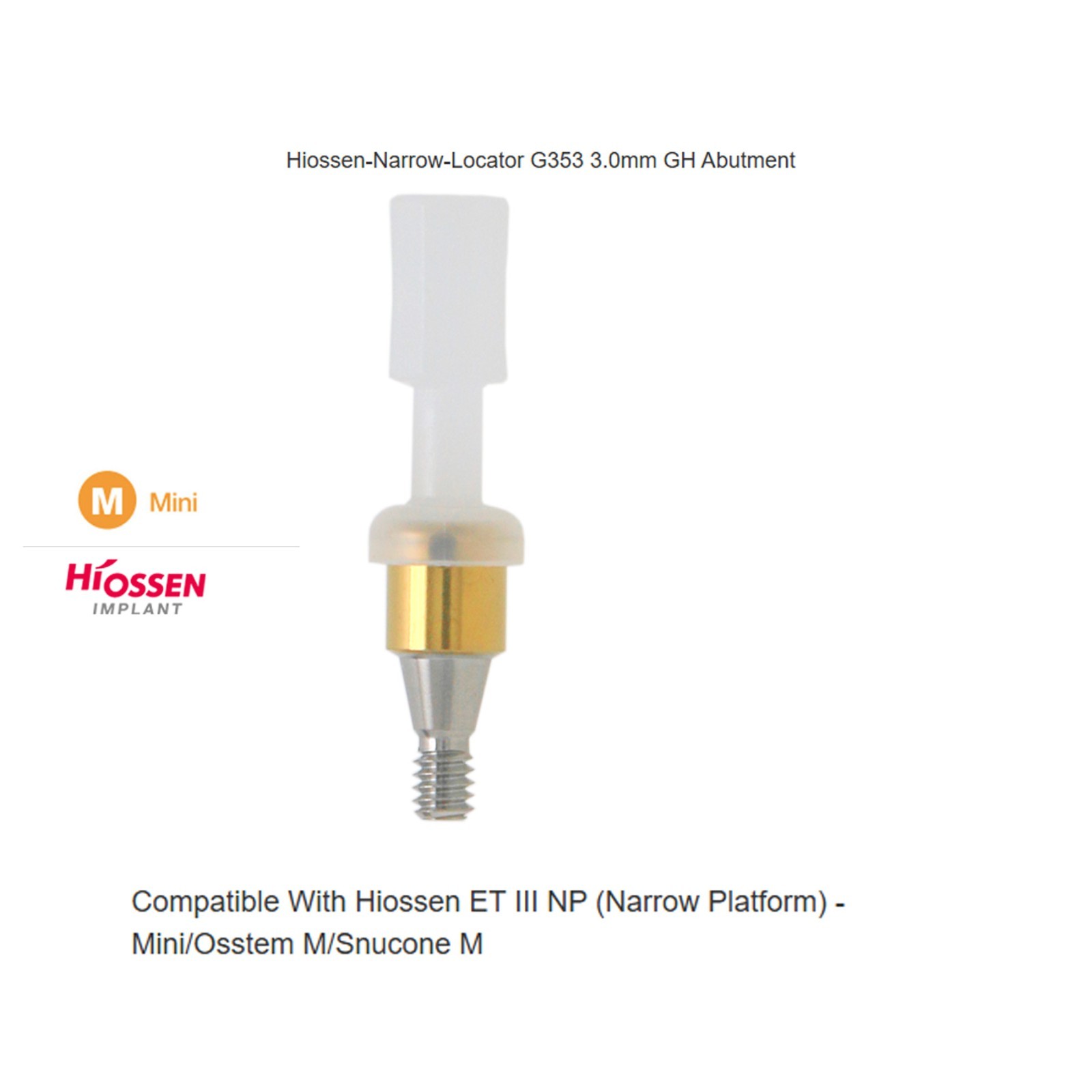 Hiossen Osstem Regular Mini Inter Hex Platform Fits Overdenture Locator abutment