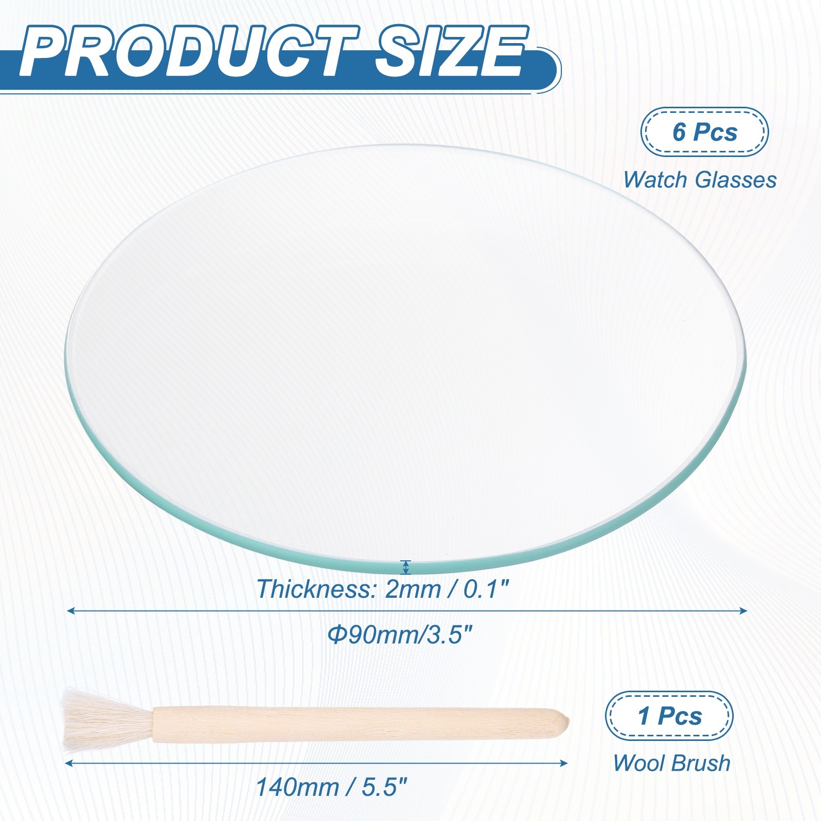 90mm/3.5 Inch Diameter Watch Glass, 6 Pcs High Transparent Smooth Edges
