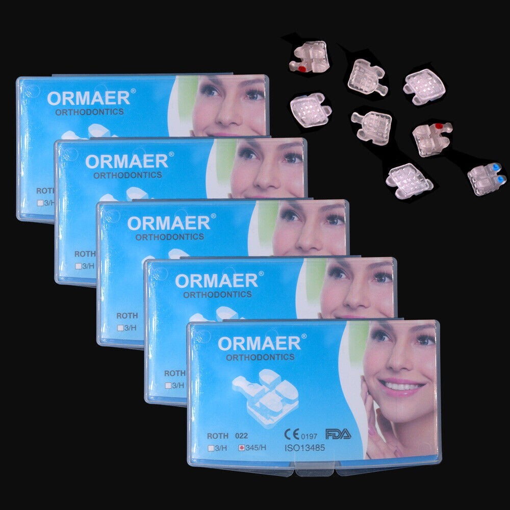 10 Kits Dental orthodontic ceramic bracket brace roth 022 3-4-5 hooks ORMAER