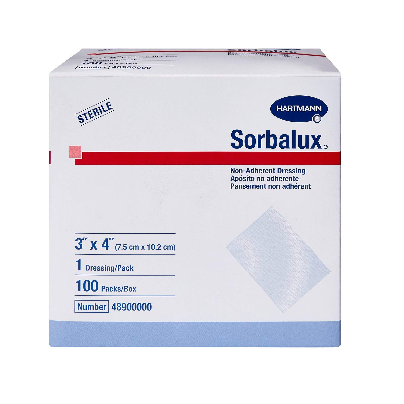 Hartmann Sorbalux Sterile Non-Adherent Dressing Rectangle 3 x 4 3 x 4 Inch