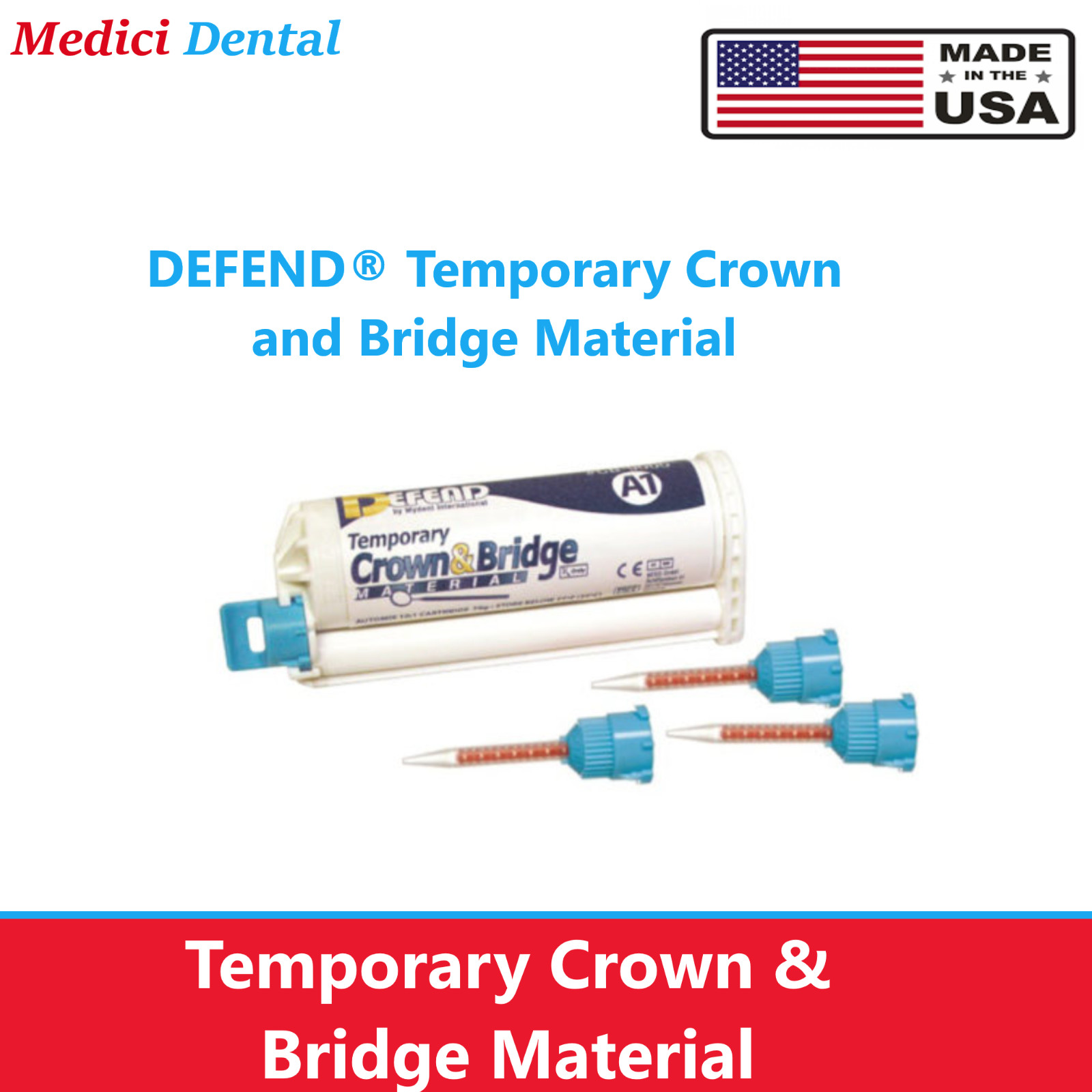 Dental DEFEND TEMPORARY CROWN & BRIDGE MATERIAL, Shade A1, A2, A3, B1 50ml 10:1